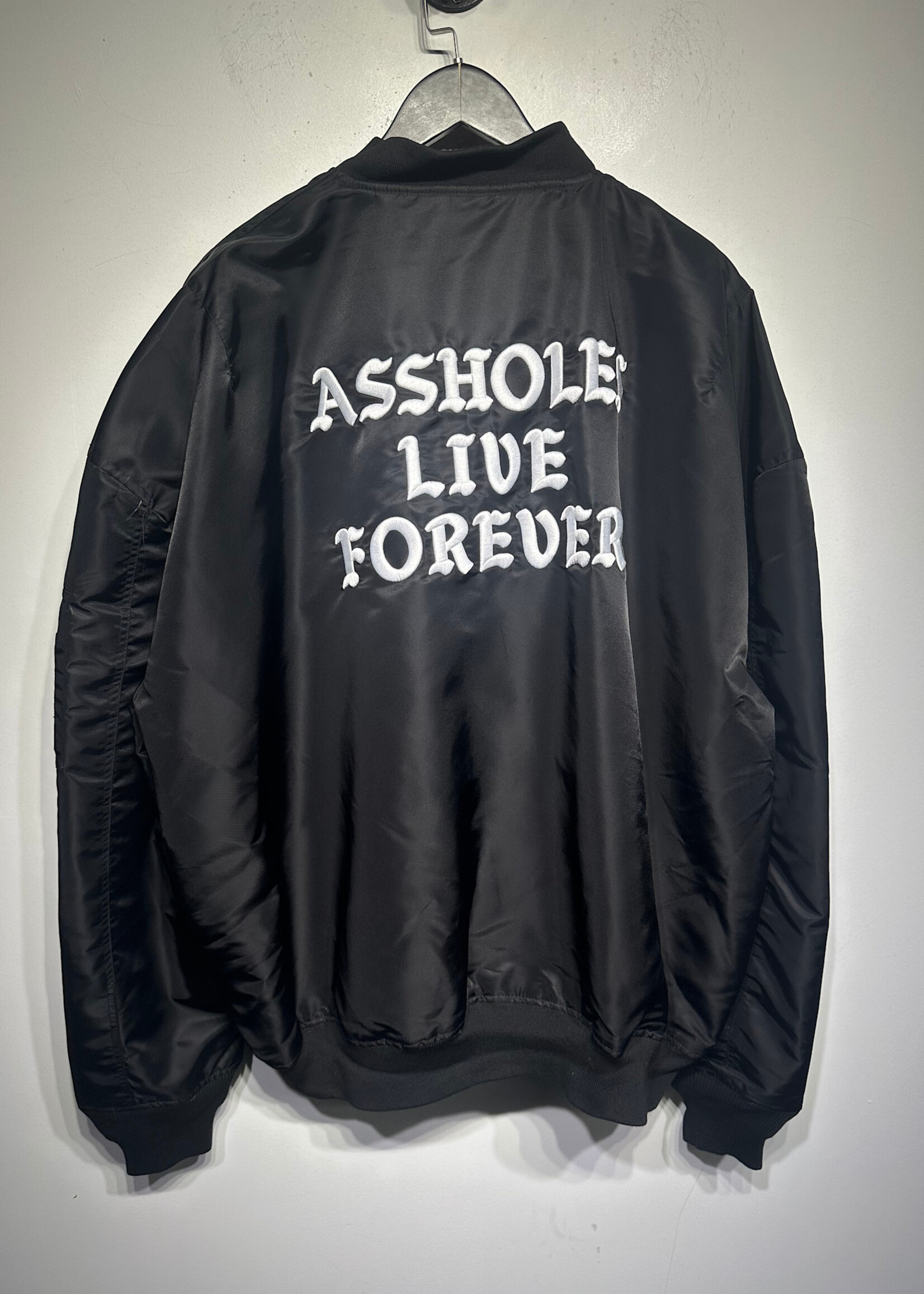 Assholes Live Forever Orange Lining Satin Bomber 3XL