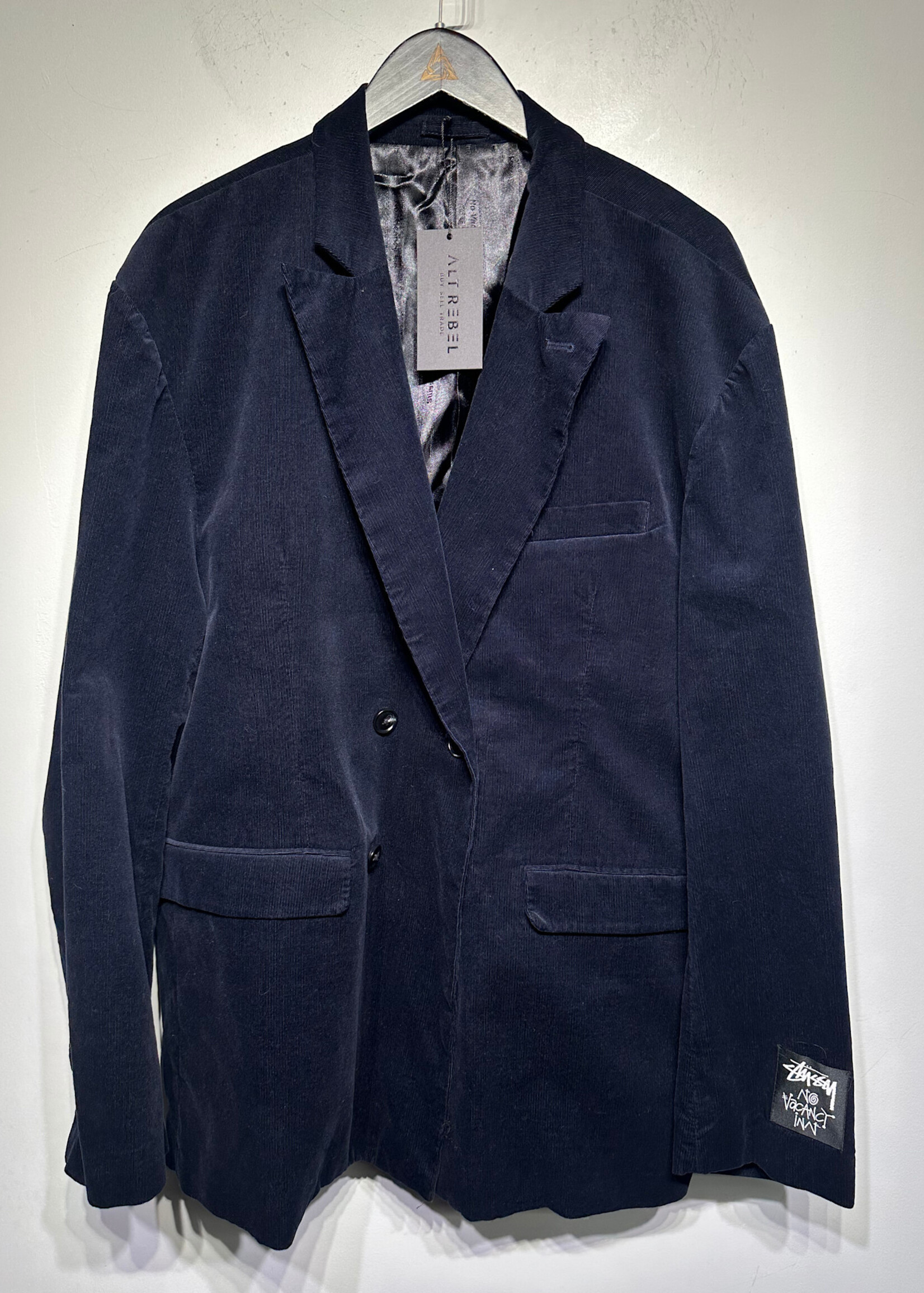 Stussy No Vacancy Blue Velvet Blazer XL