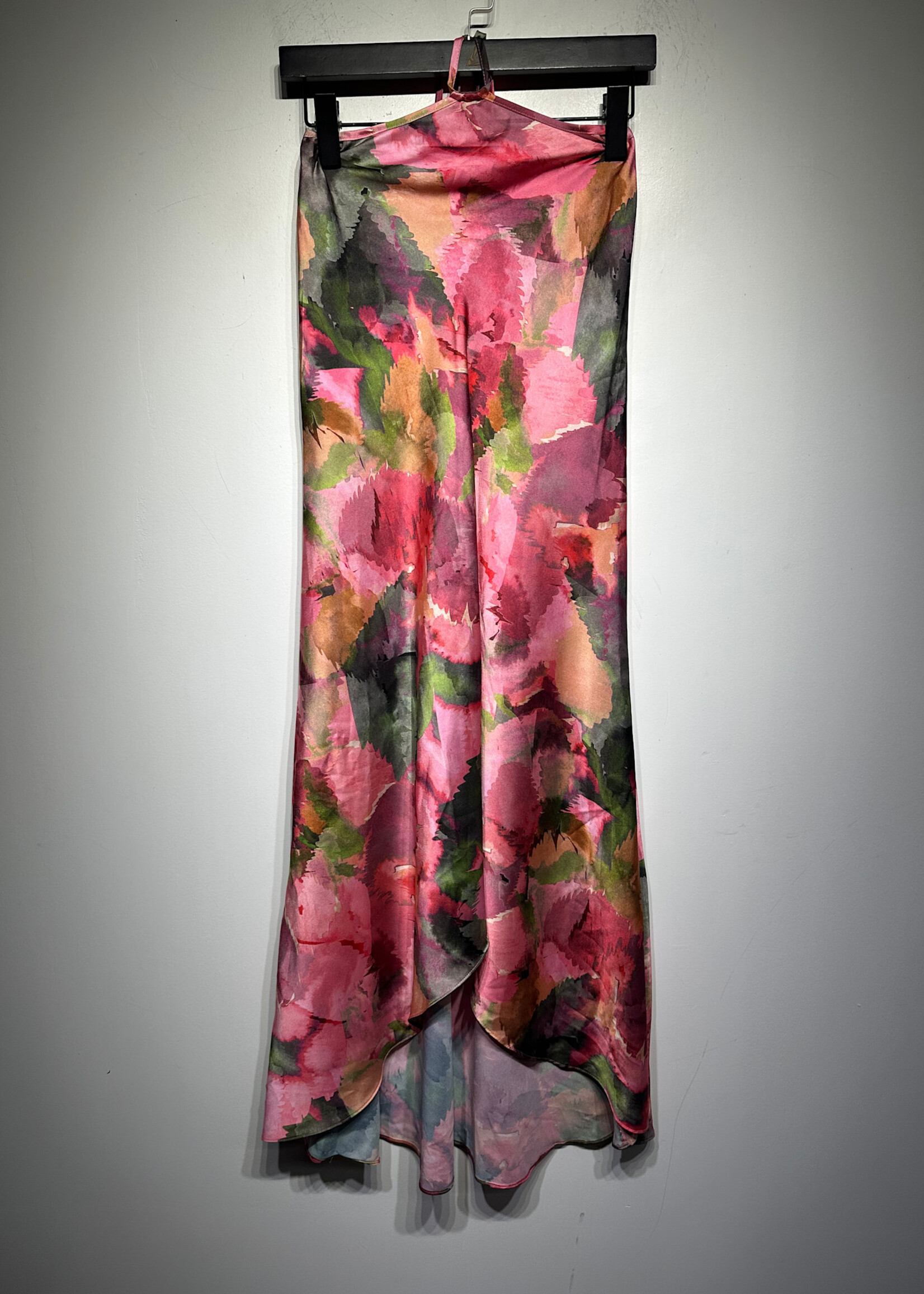 Misa Pink Watercolor Halter Dress XS