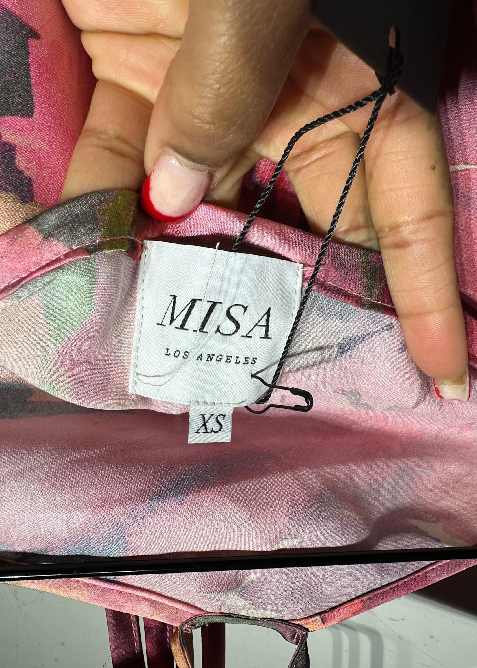 Misa Pink Watercolor Halter Dress XS