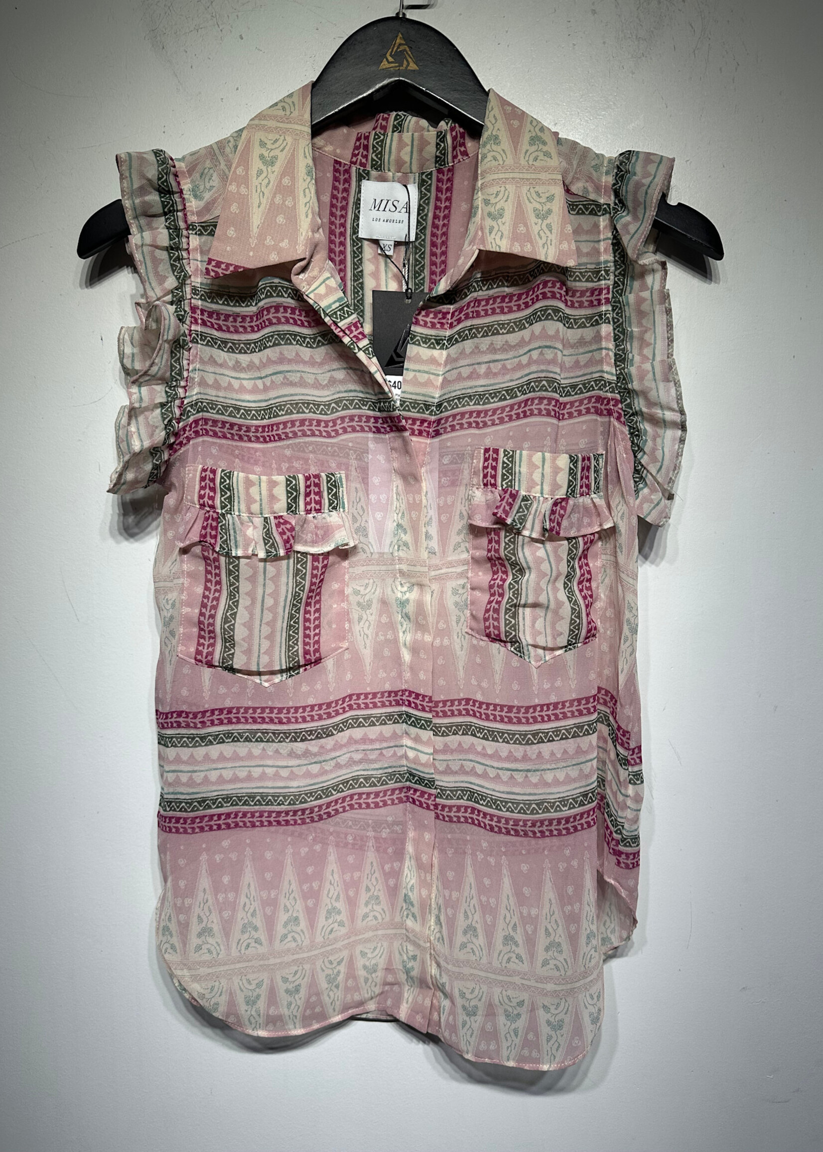 Misa Pink Striped 2PC Skirt Set XS