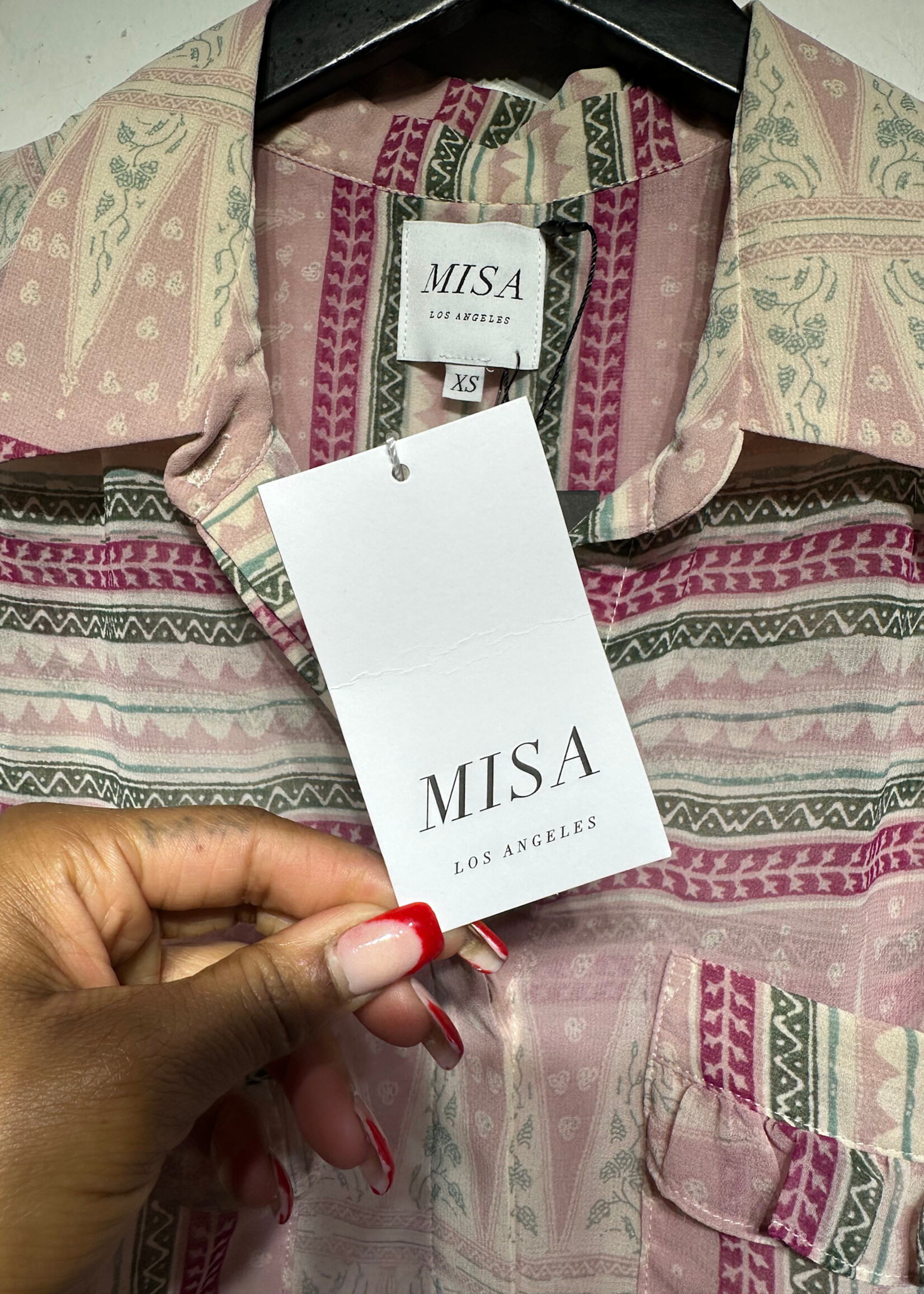 Misa Pink Striped 2PC Skirt Set XS