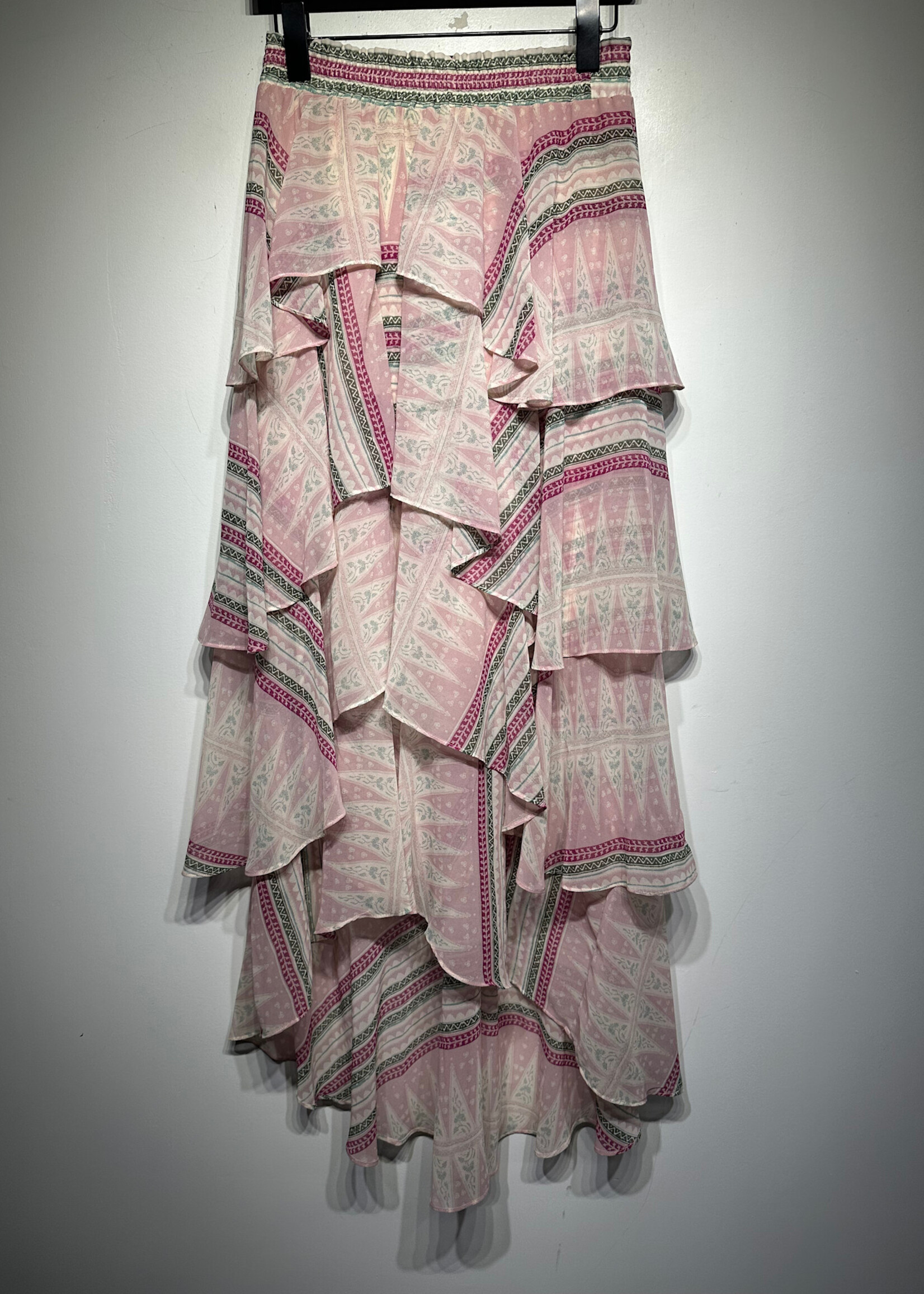 Misa Pink Striped 2PC Skirt Set XS