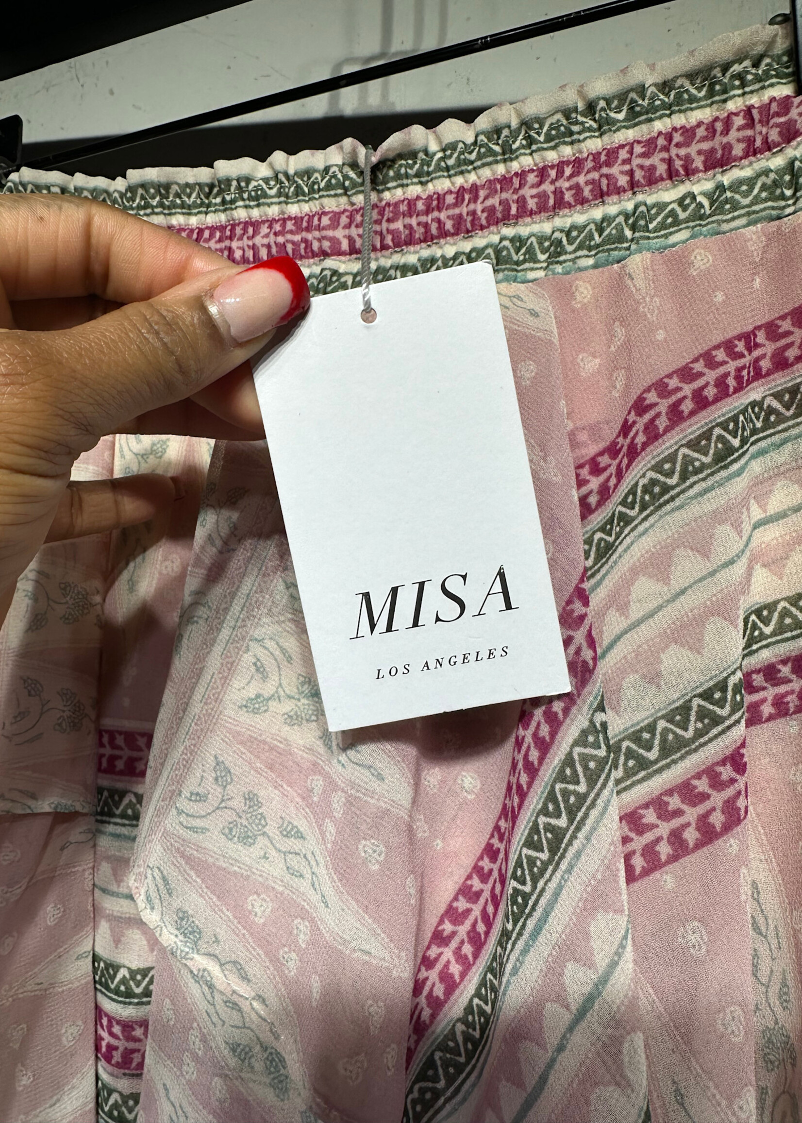 Misa Pink Striped 2PC Skirt Set XS