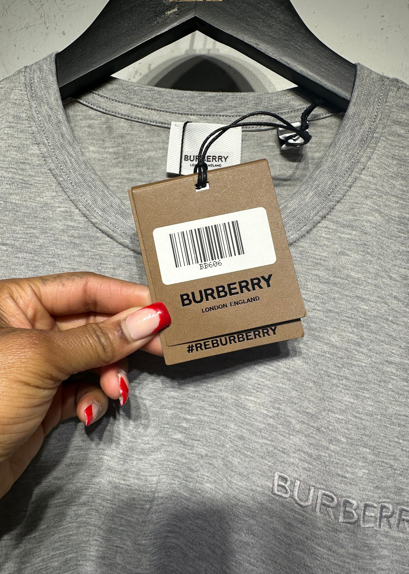 Burberry NWT Grey Small Logo Tee S