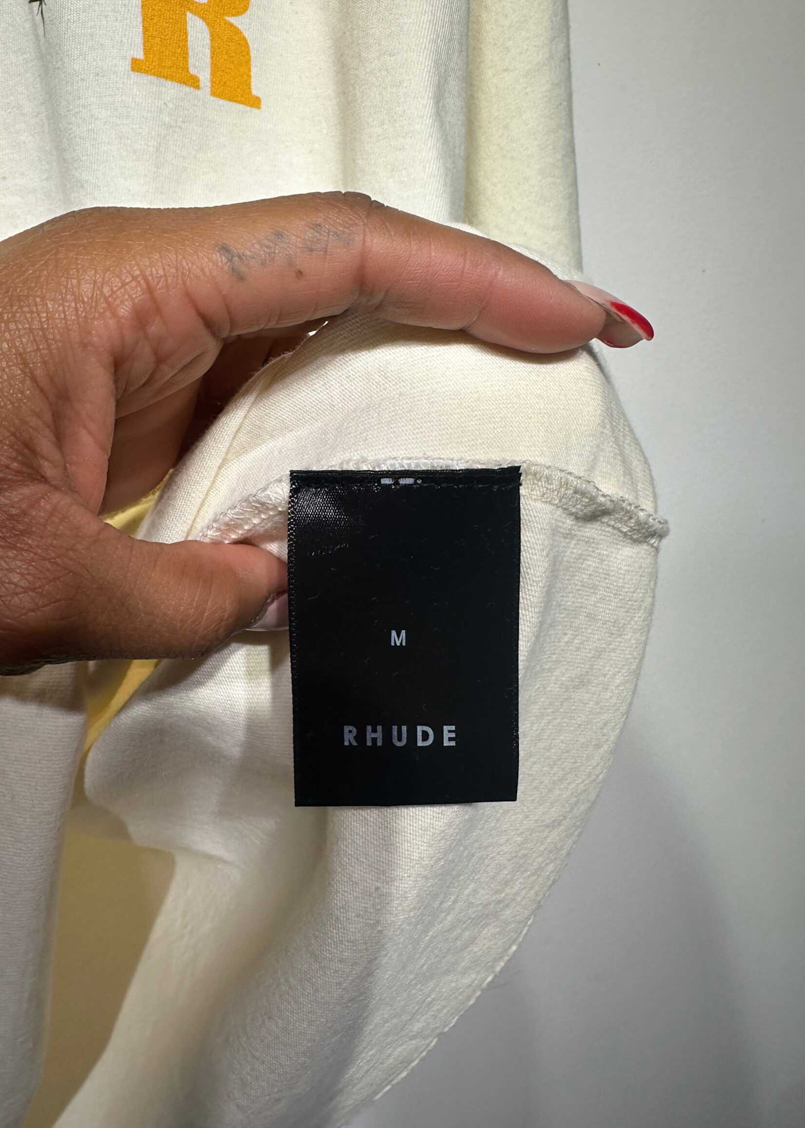 Rhude Cream Yellow Logo Tee M