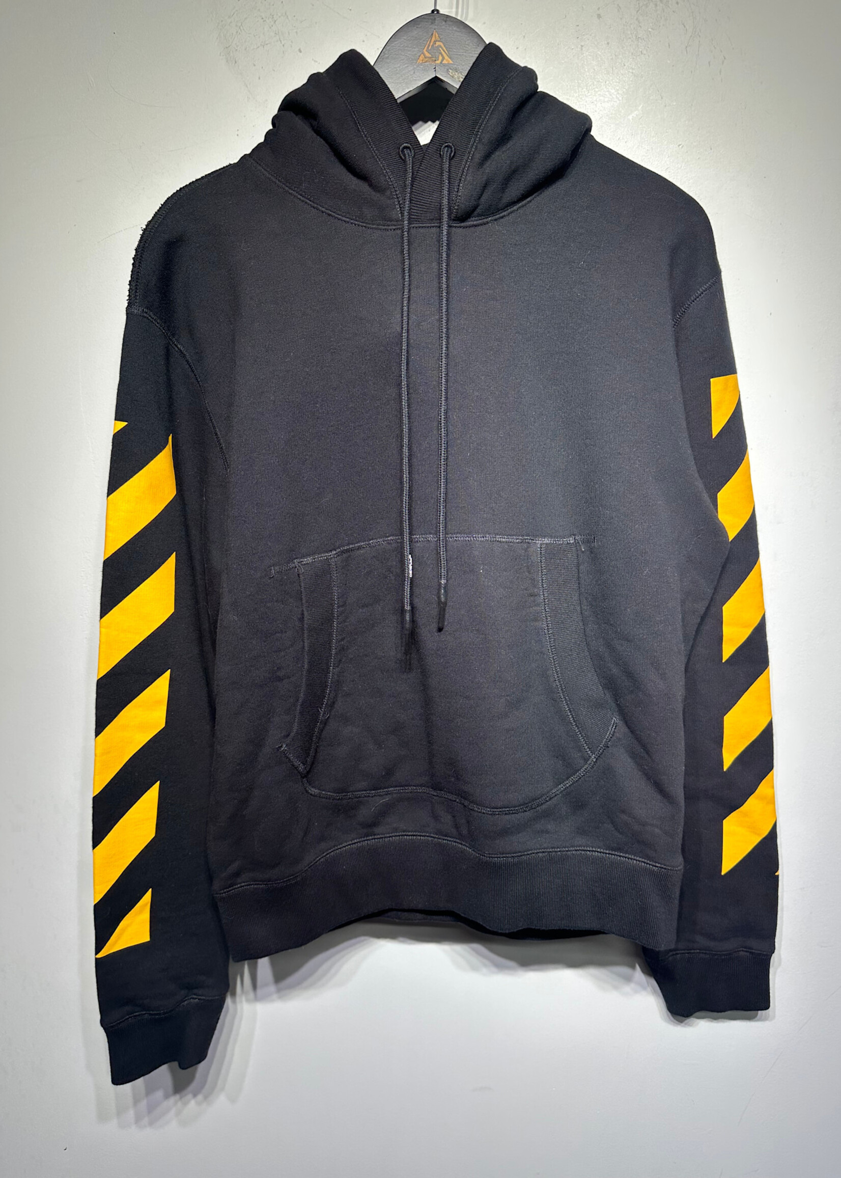 Off White Black Yellow Sleeve Hoodie XS