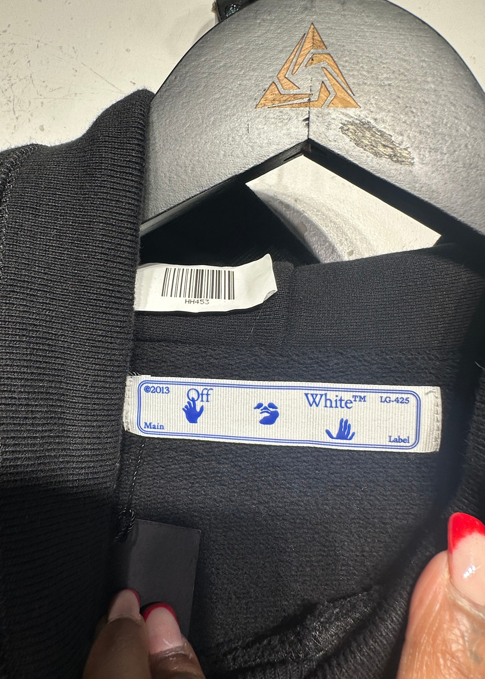 Off White Black Yellow Sleeve Hoodie XS