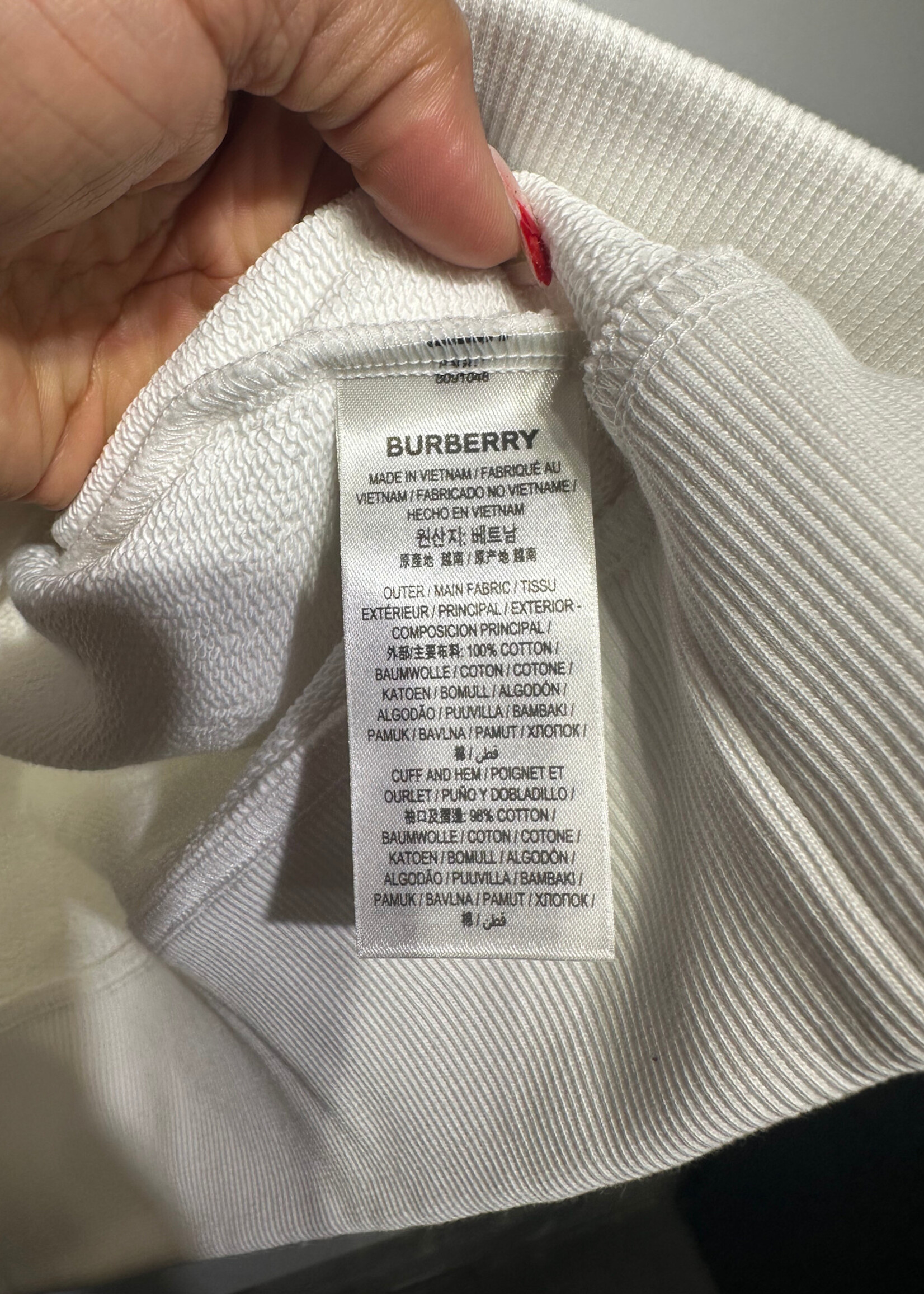 Burberry NWT White Plaid Collar Crew Sweater M