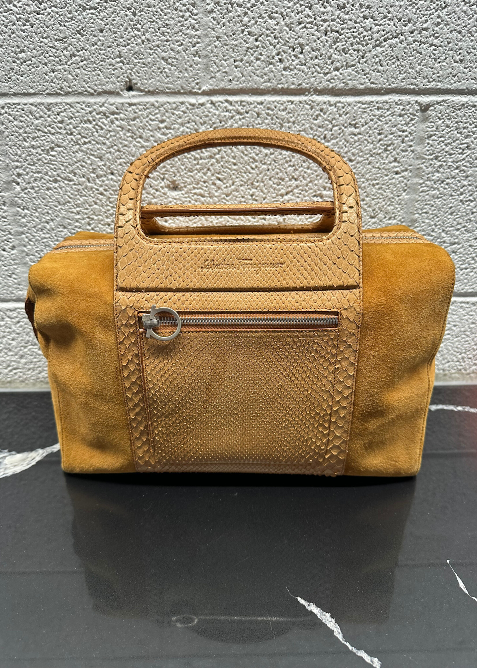 Salvatore Ferragamo Suede/Snakeskin Handbag