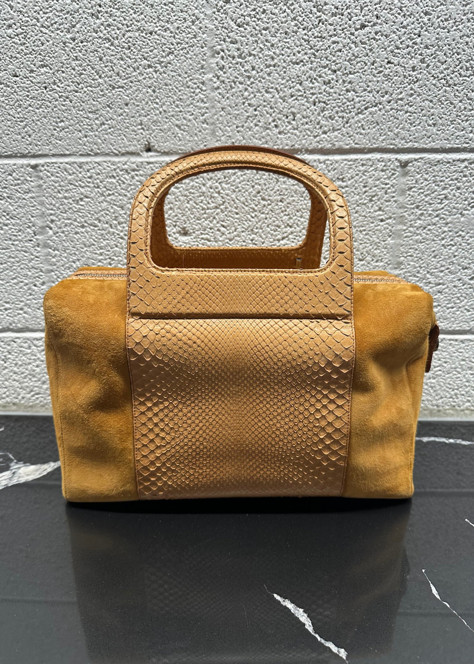 Salvatore Ferragamo Suede/Snakeskin Handbag