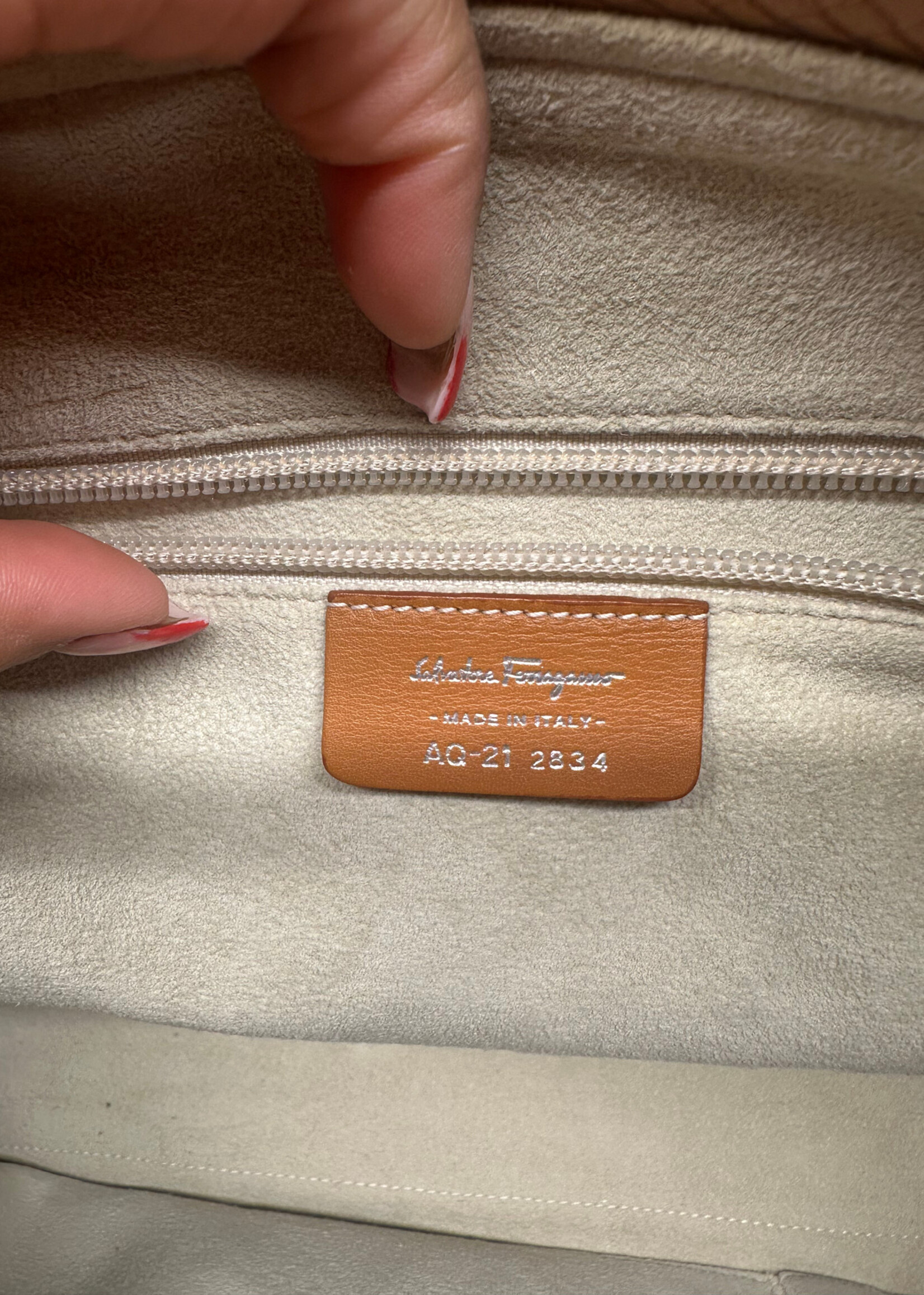 Salvatore Ferragamo Suede/Snakeskin Handbag