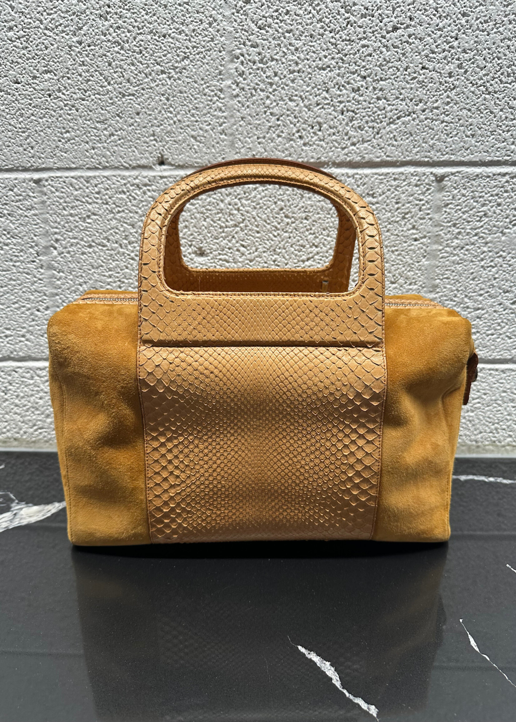 Salvatore Ferragamo Suede/Snakeskin Handbag