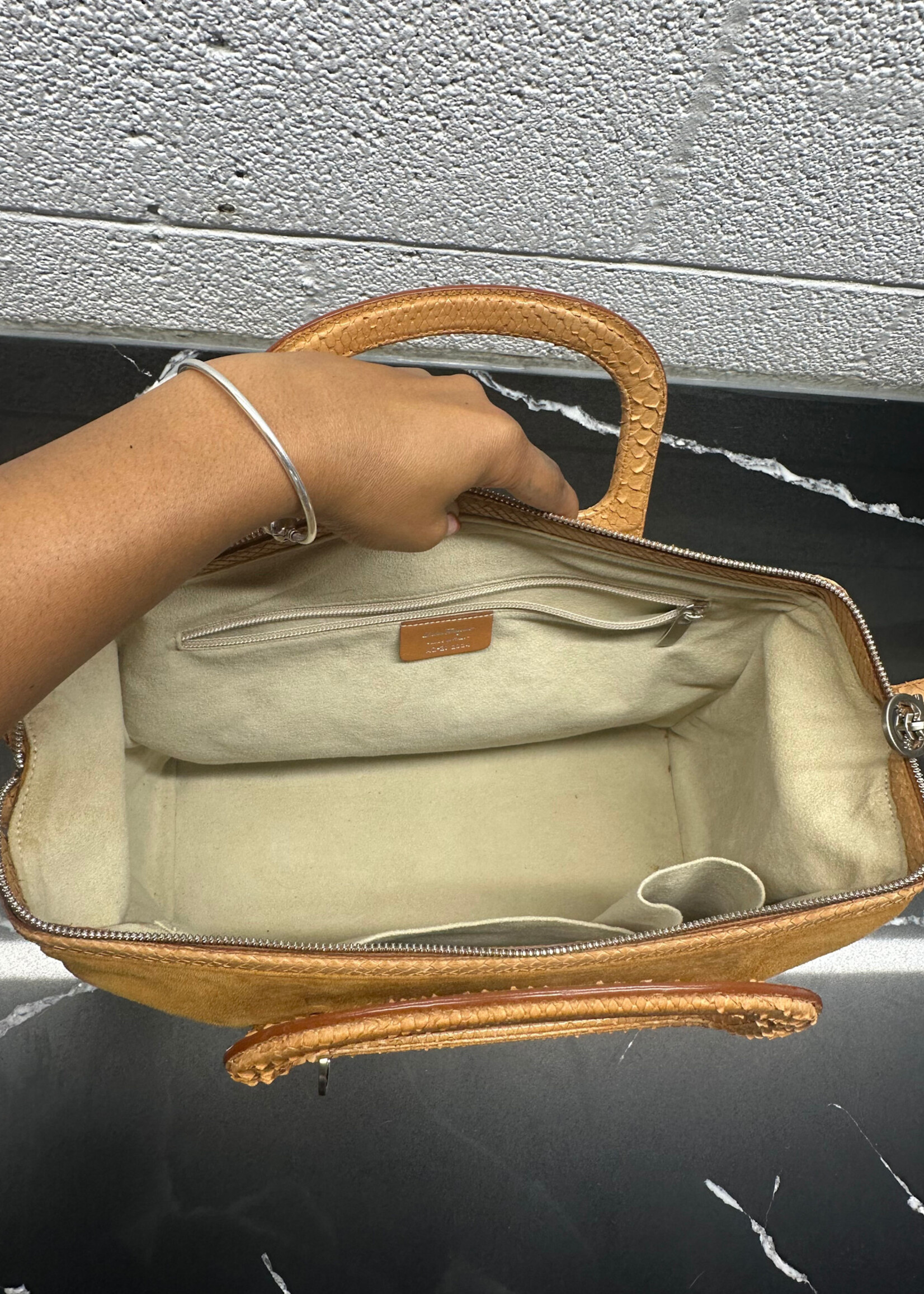 Salvatore Ferragamo Suede/Snakeskin Handbag