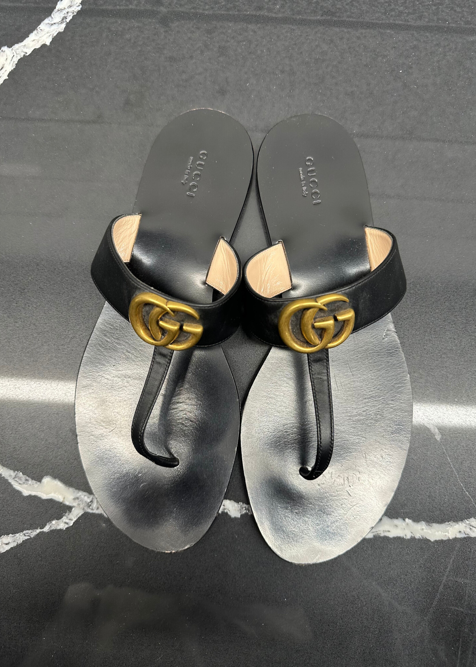 Gucci GG Black Thong Sandal 41/10