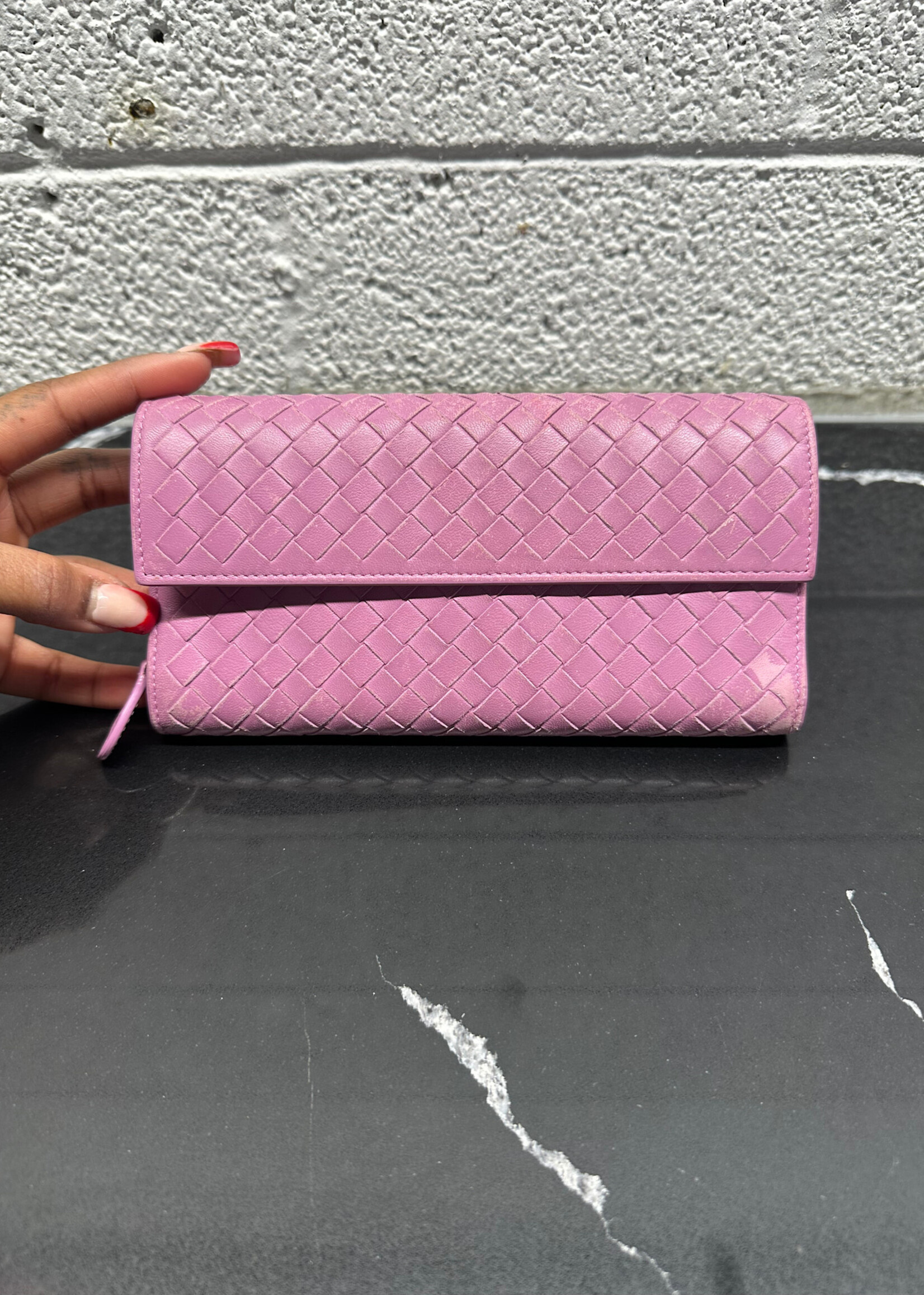 Bottega Veneta Purple Woven Wallet AS IS