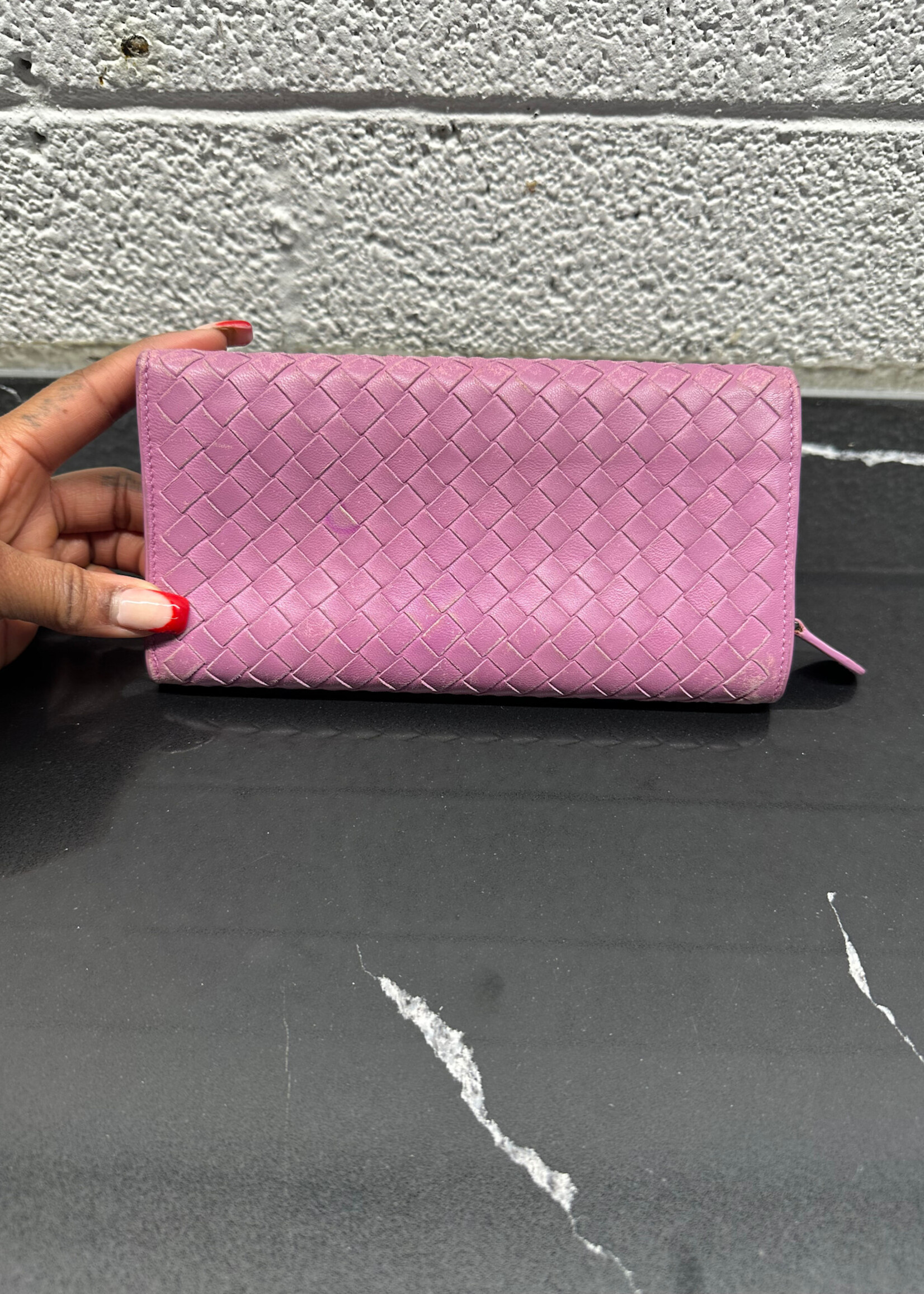 Bottega Veneta Purple Woven Wallet AS IS