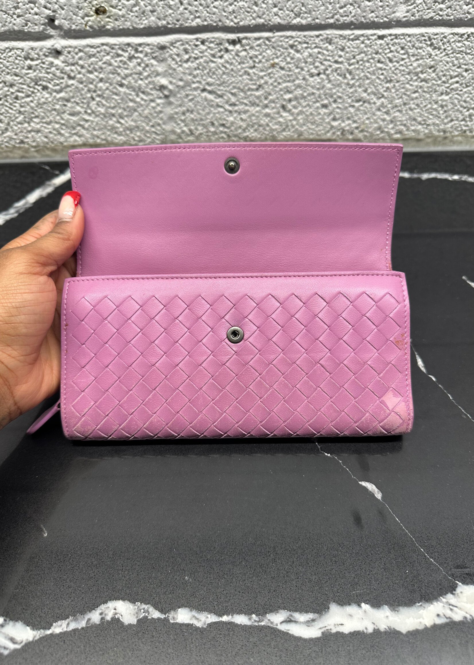 Bottega Veneta Purple Woven Wallet AS IS