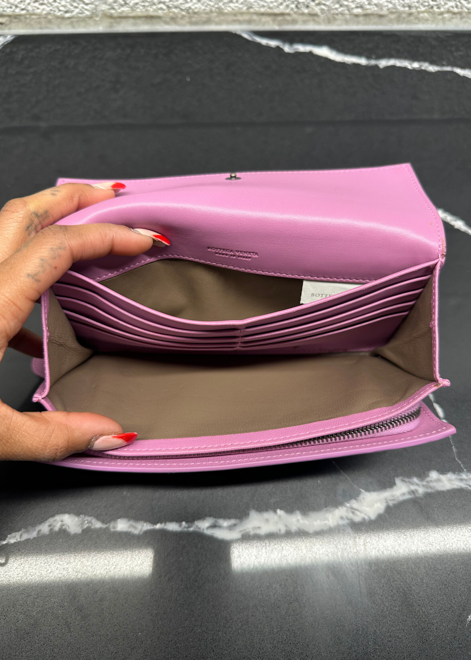 Bottega Veneta Purple Woven Wallet AS IS