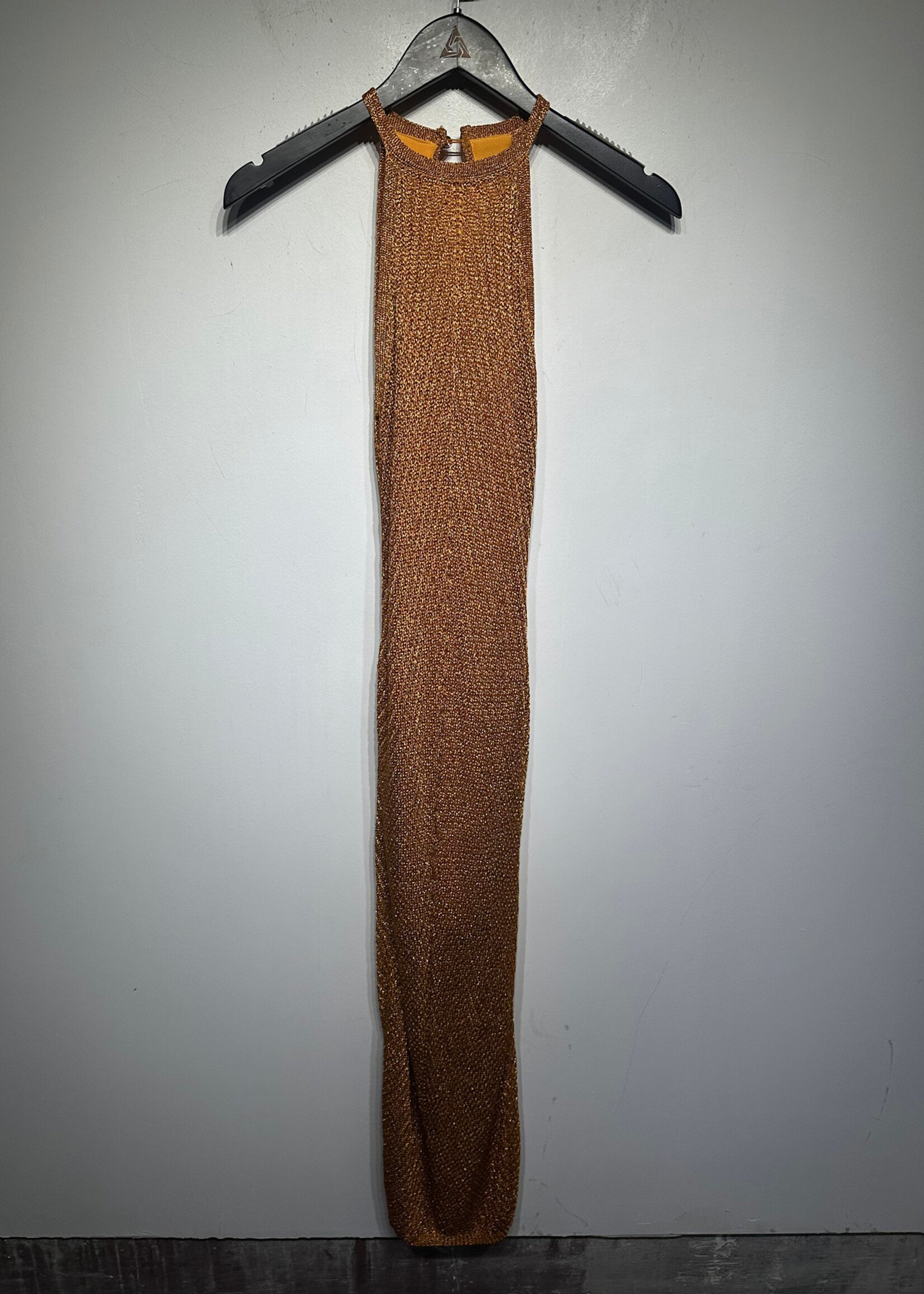 Guess Orange Gold Knit Maxi Dress XS