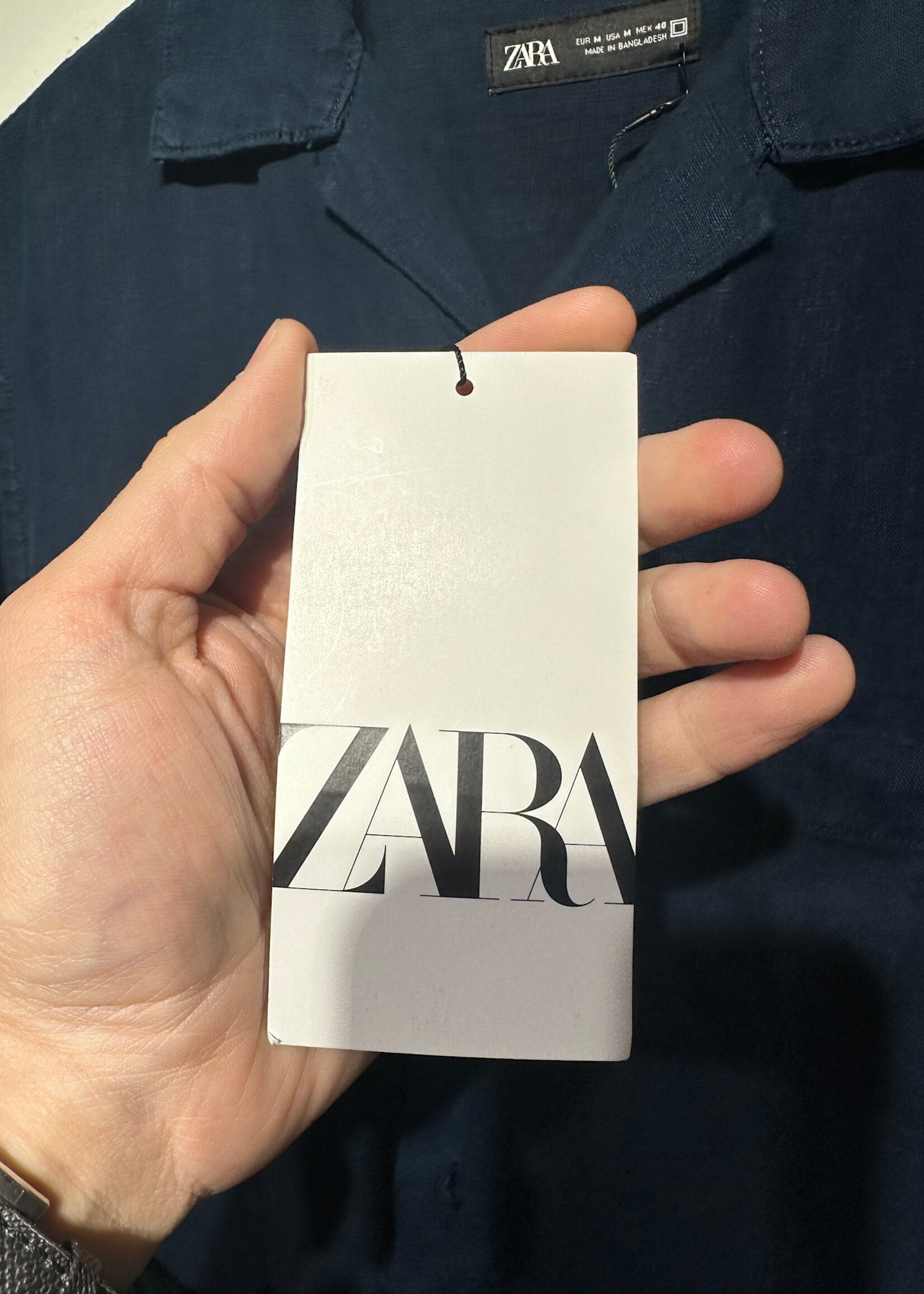 ZARA NAVY LINEN TWO PC SET FEM M