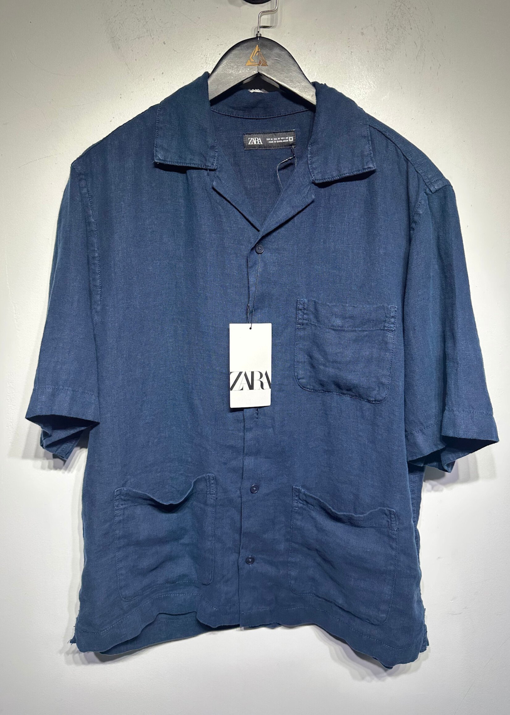 ZARA NAVY LINEN TWO PC SET FEM M