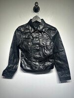 GAP FALL 00 LEATHER TRUCKER JACKET FEM XS