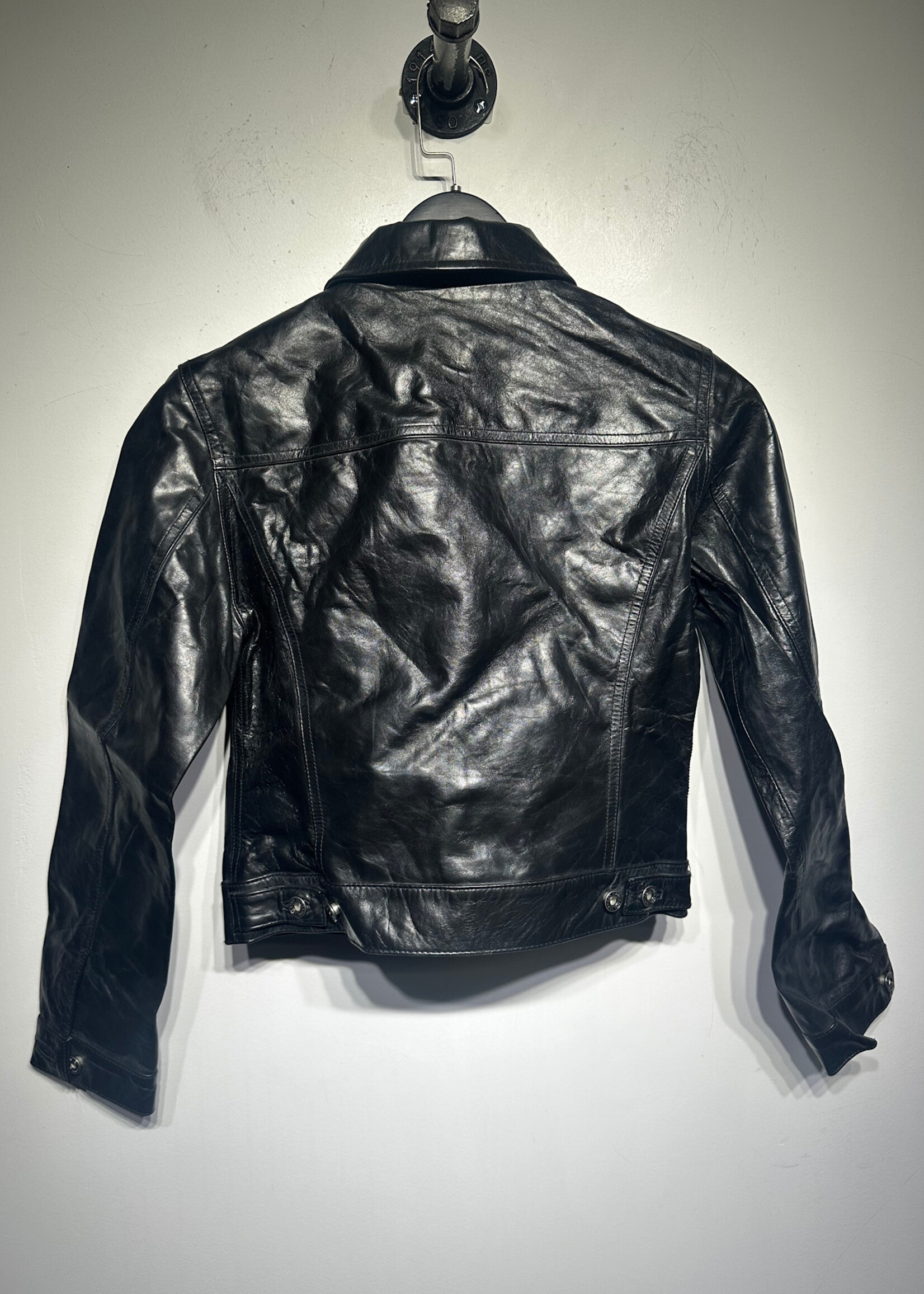 GAP FALL 00 LEATHER TRUCKER JACKET FEM XS