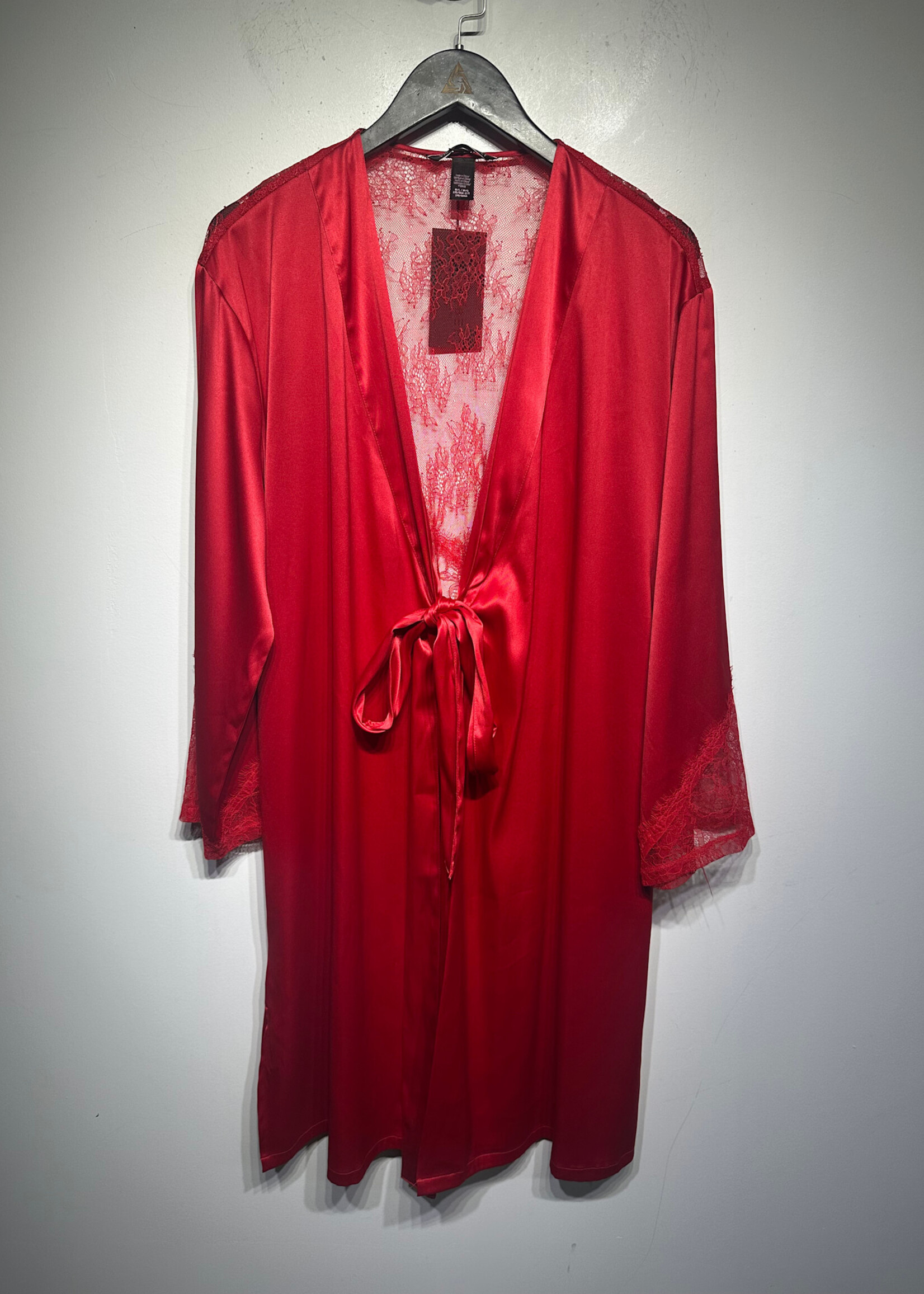 Victoria Secret Red Satin/Lace Robe M/L