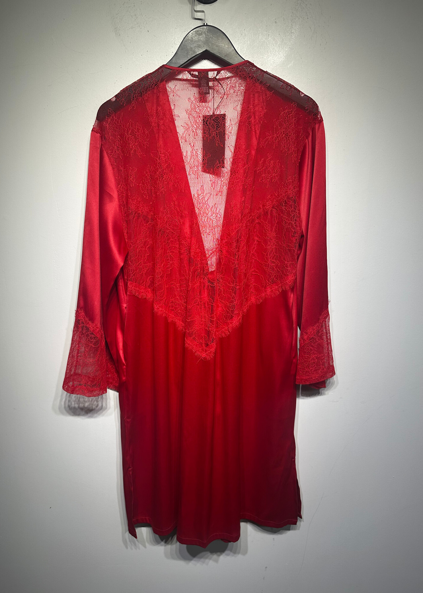 Victoria Secret Red Satin/Lace Robe M/L