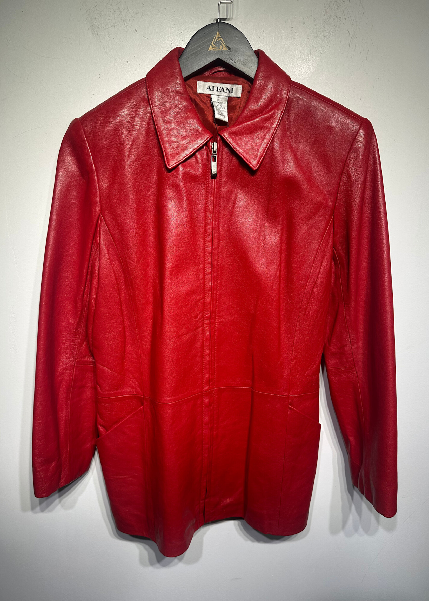 ALFANI RED LAMB LEATHER JACKET FEM S