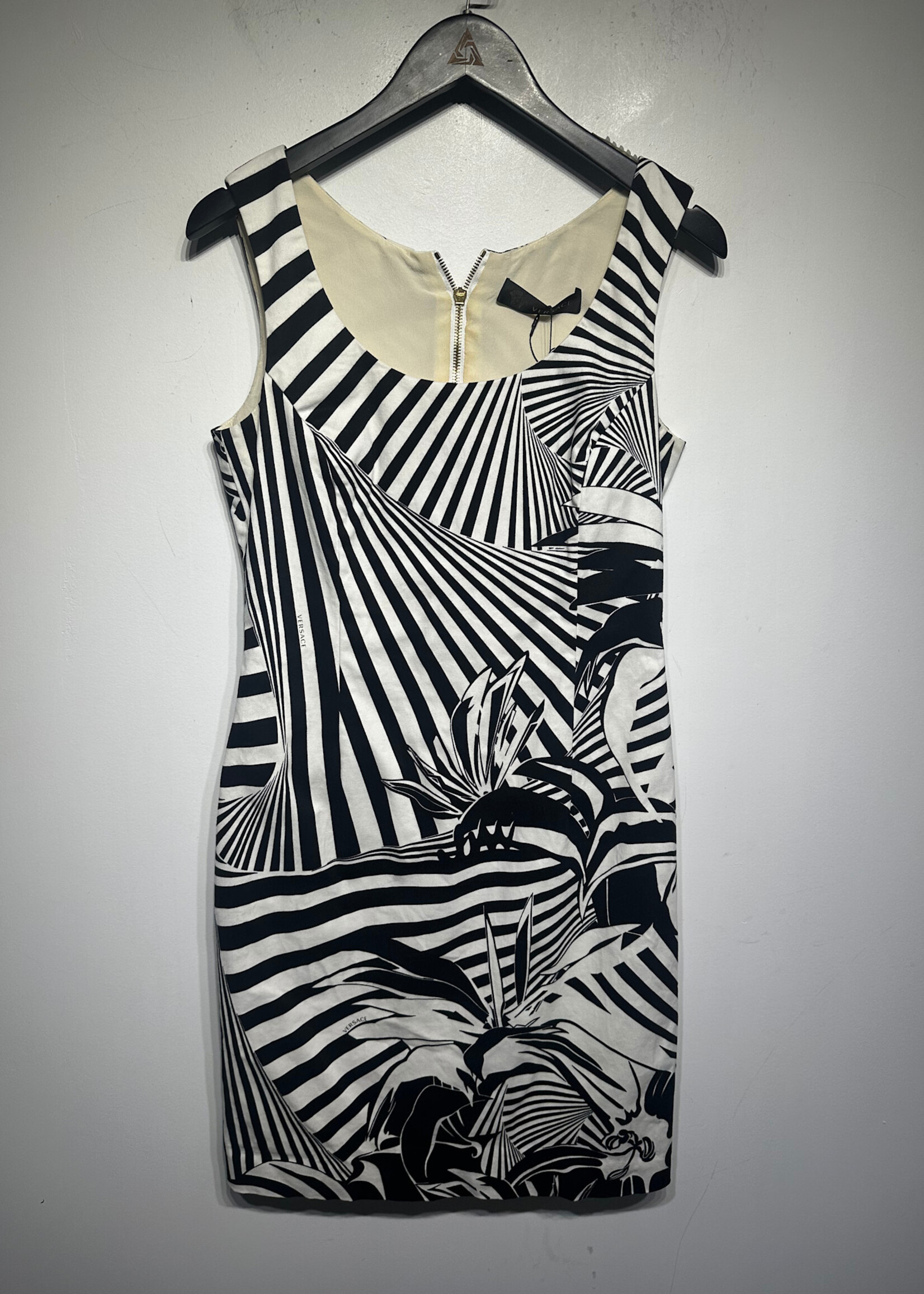 Versace White/Black Printed Dress Fits M/L