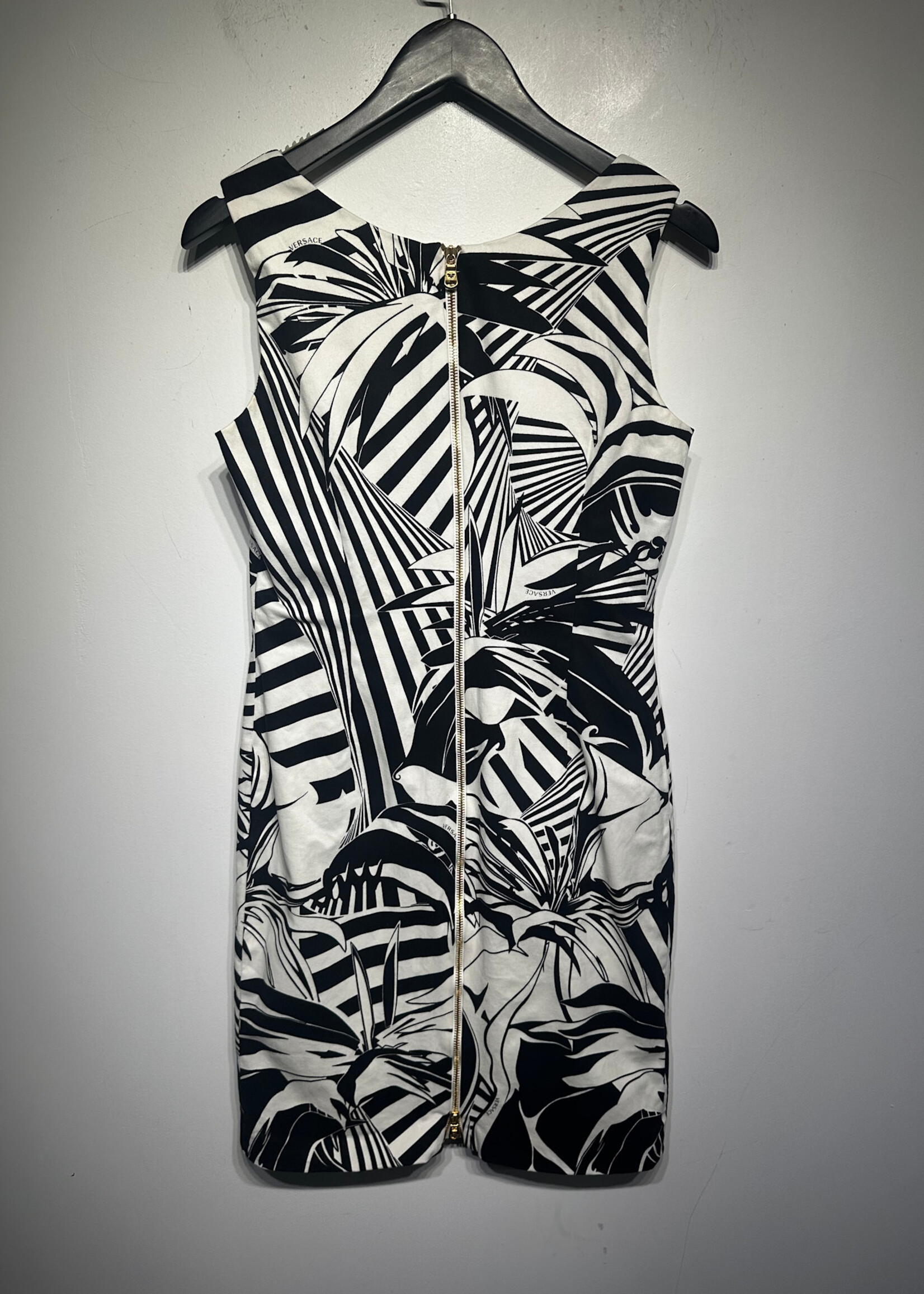 Versace White/Black Printed Dress Fits M/L