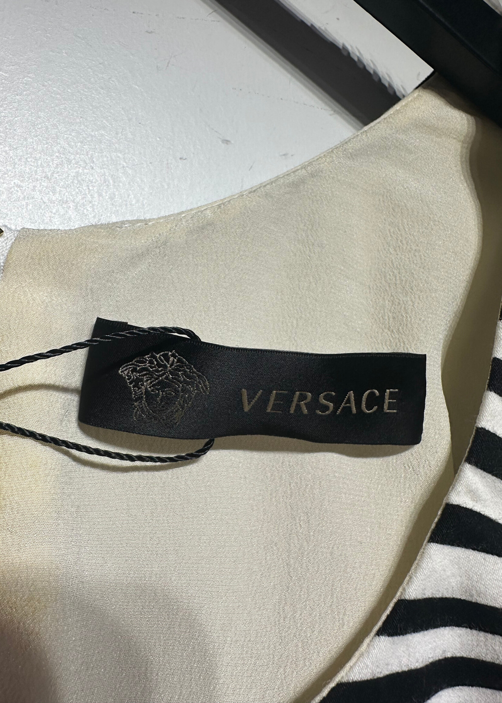 Versace White/Black Printed Dress Fits M/L