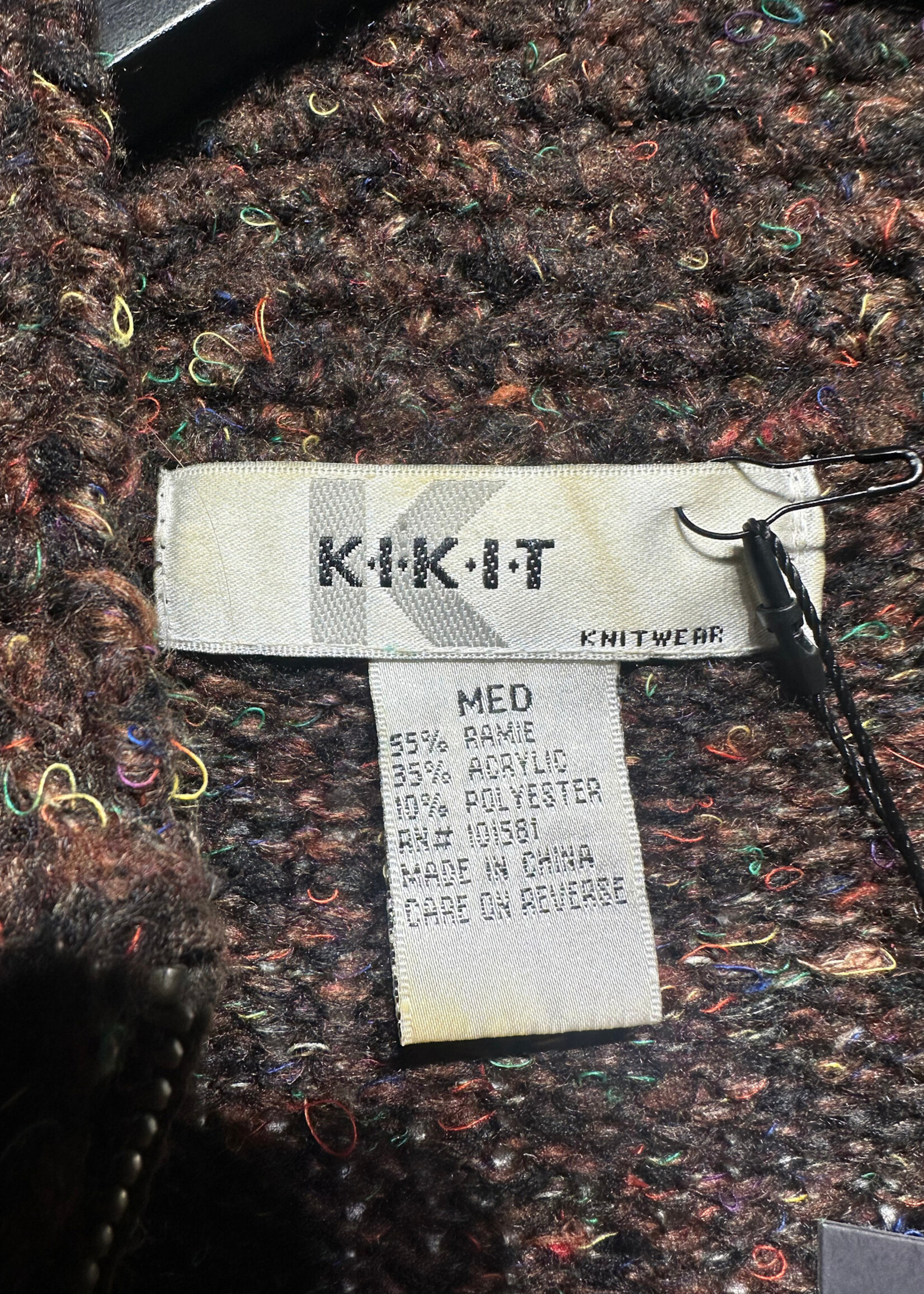 KIKIT BROWN CROCHET ZIP UP JACKET M