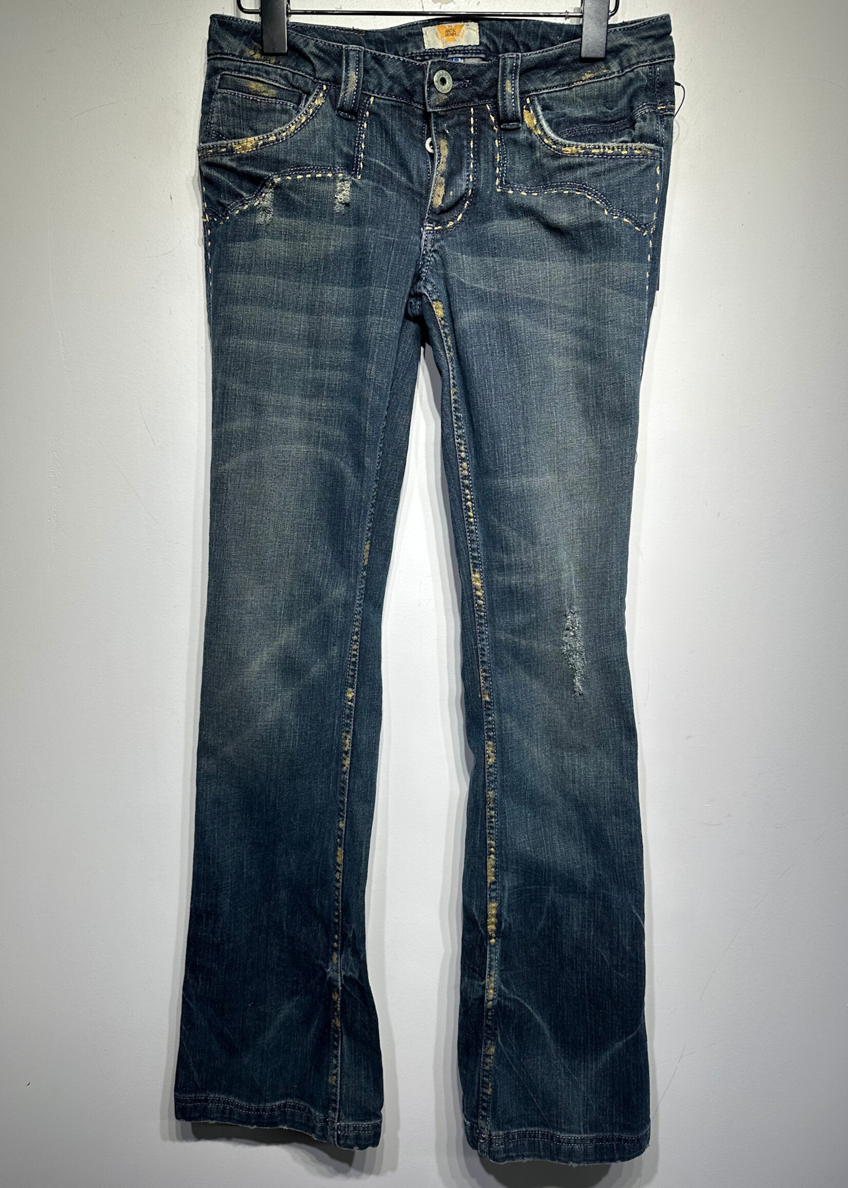 Antik Y2K Gold Paint Bootcut Jeans 26
