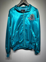 AZ CHARLIES BLUE SILK BOMBER JACKET L AS IS