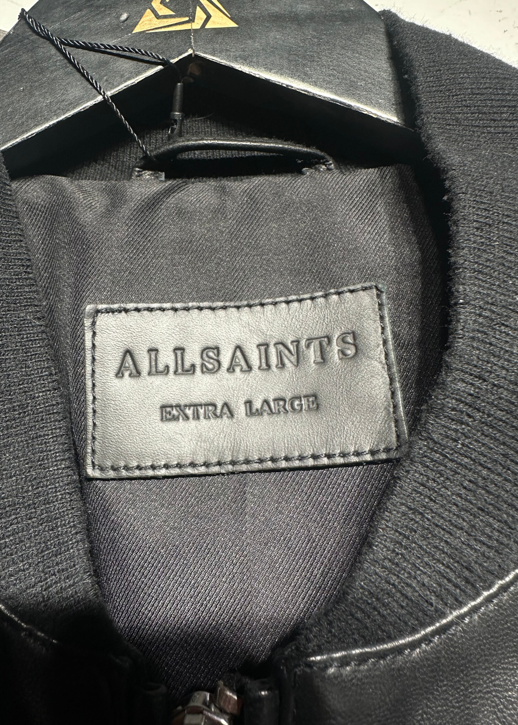 Allsaints Leather Z/U Jacket XL AS IS