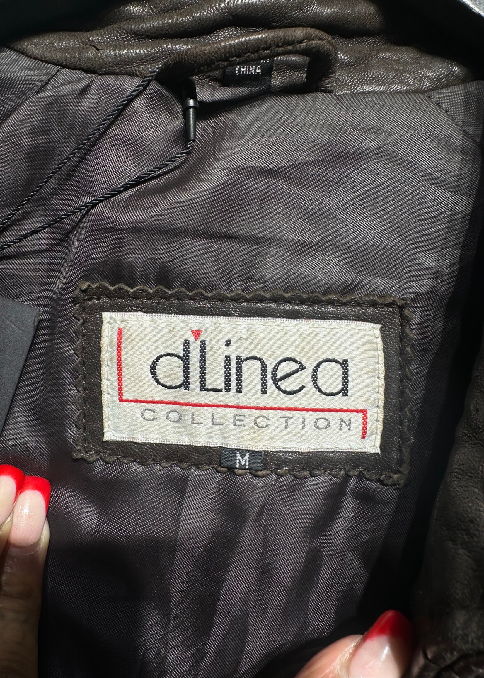 D'linea Vintage Brown Long Leather Coat M