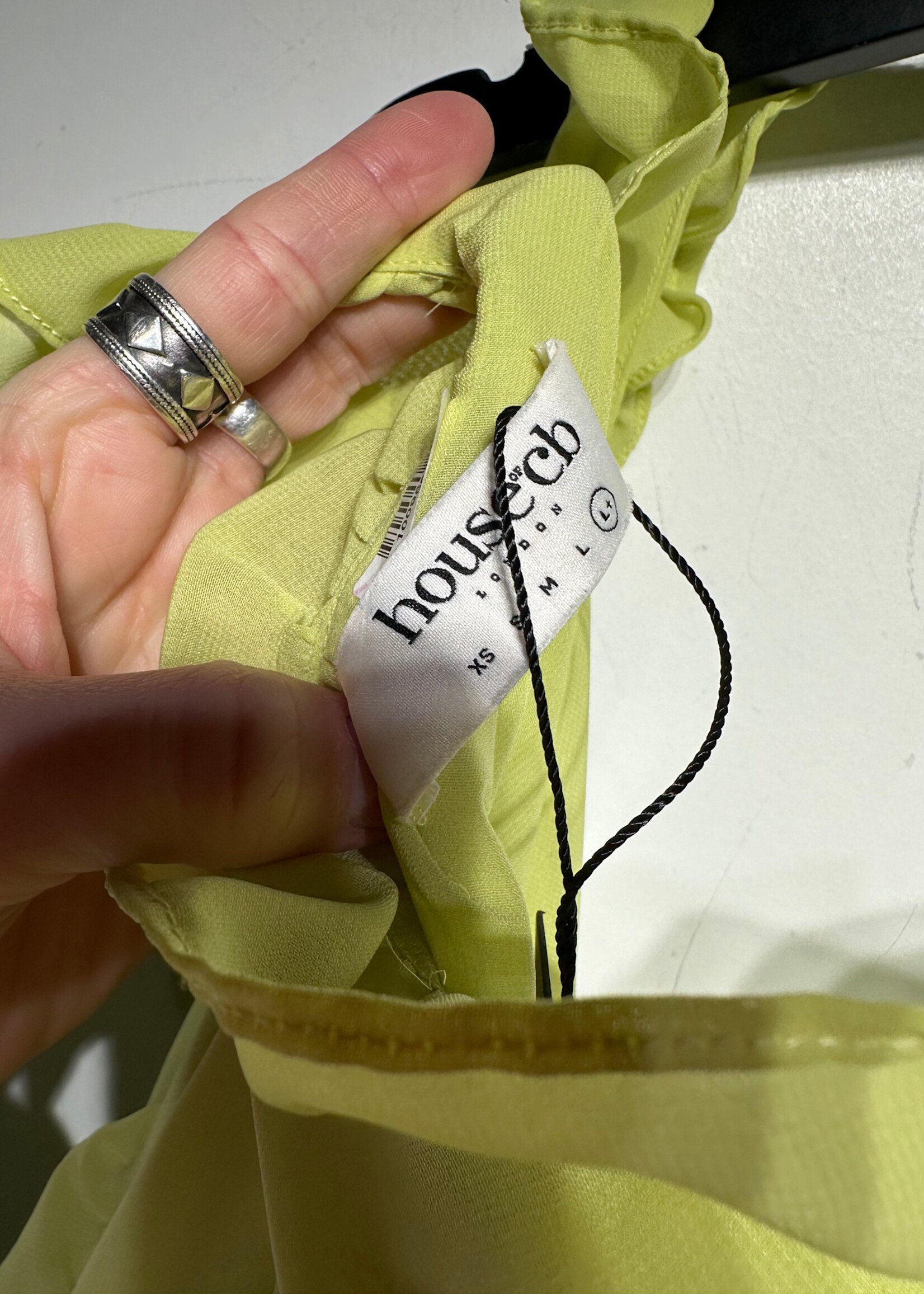 House of CB Lime Green Ruffle Dress Fits L