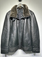 Wilsons Black Fur Collar Leather Jacket XL