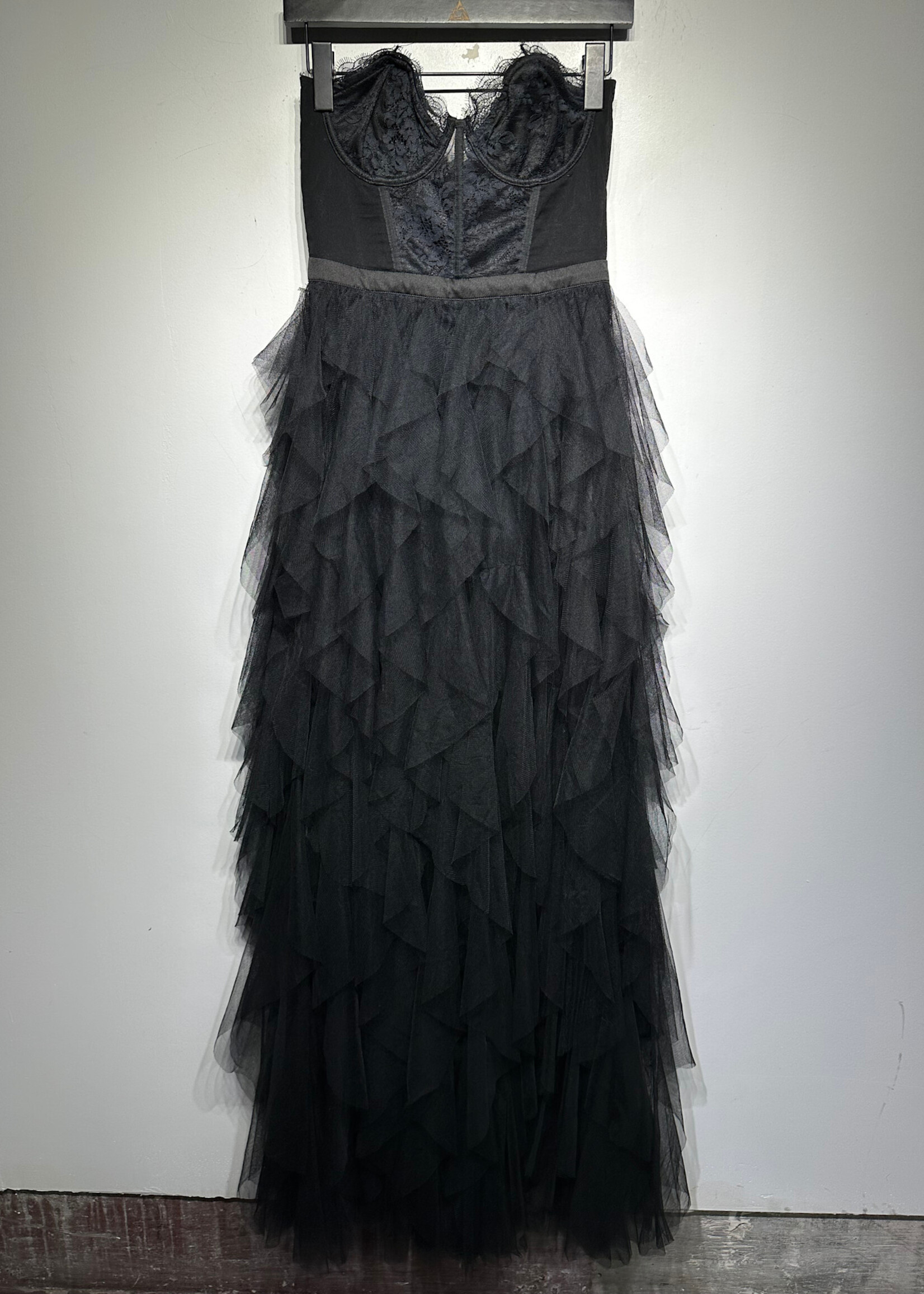 For Love & Lemons Black Tulle Corset Dress S