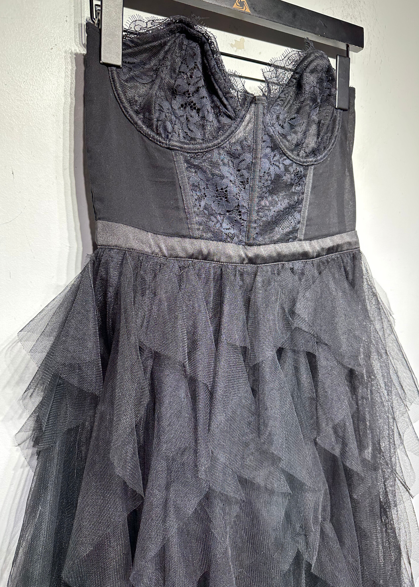 For Love & Lemons Black Tulle Corset Dress S