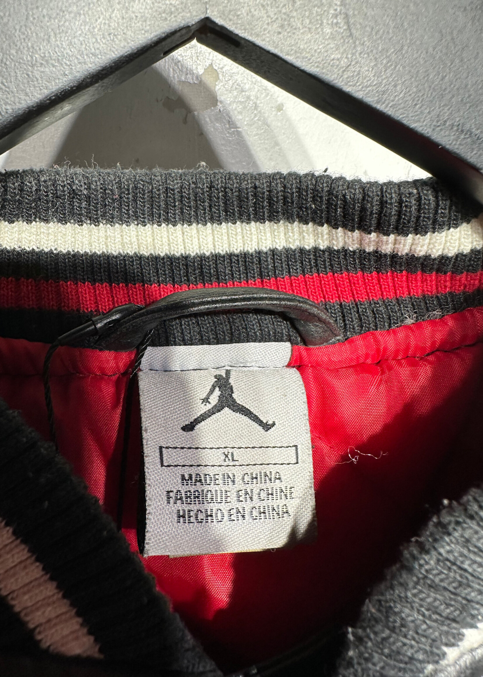 Jordan Y2K Red Black Faux Leather Bomber Fits S/M
