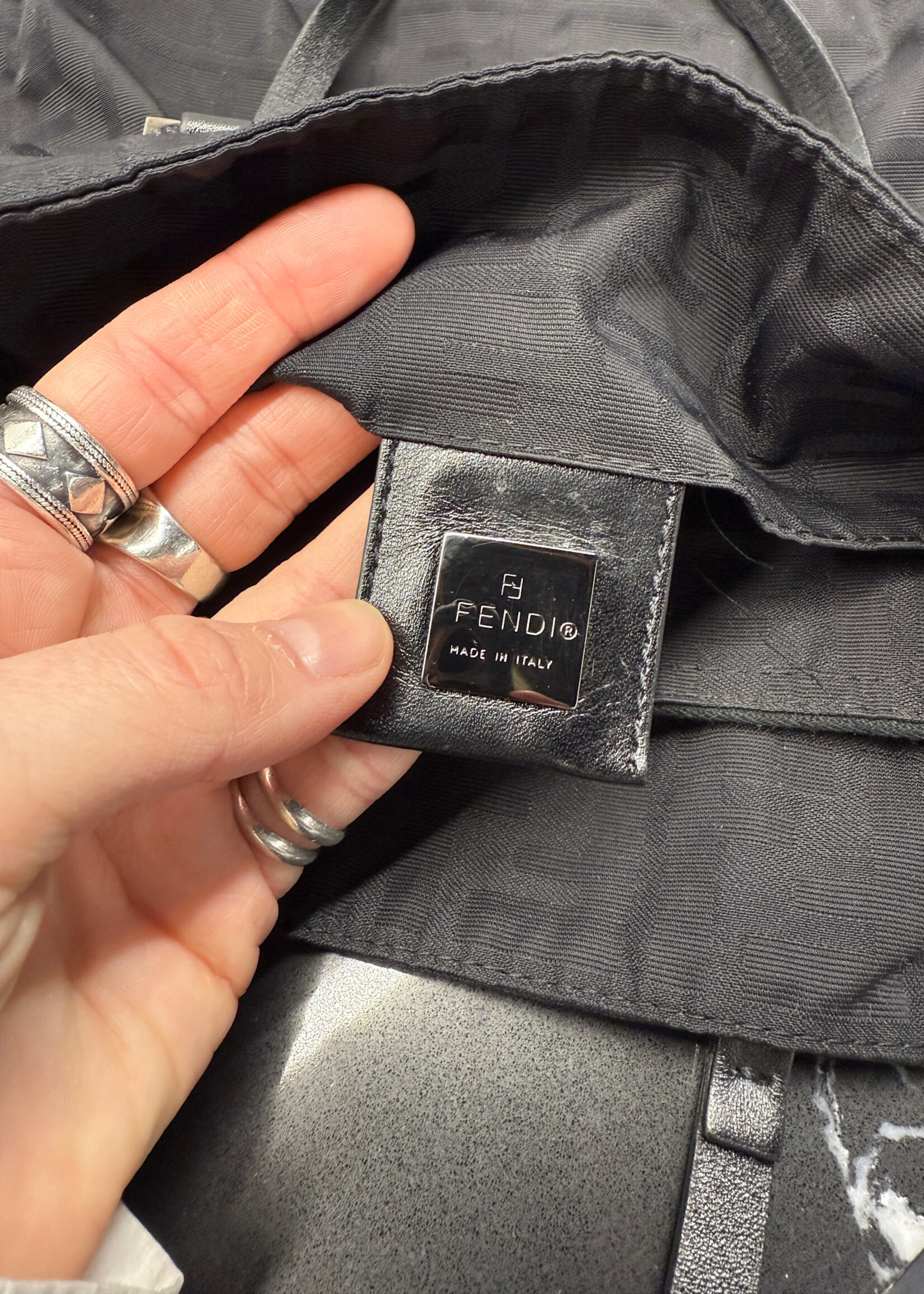 Fendi Zucca Black Canvas Tote