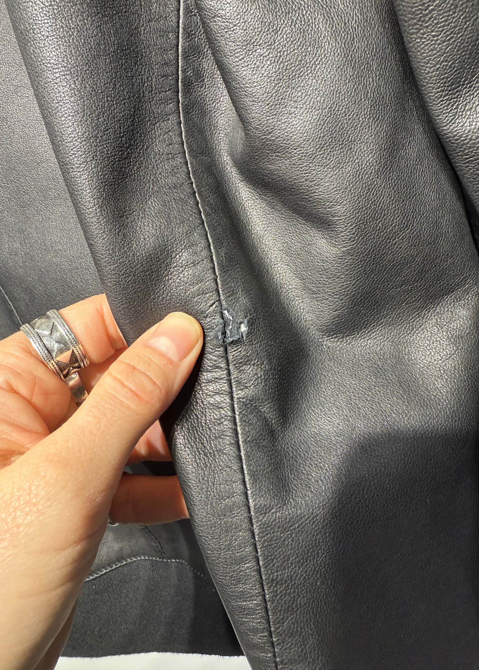 Allsaints Leather Z/U Jacket XL AS IS