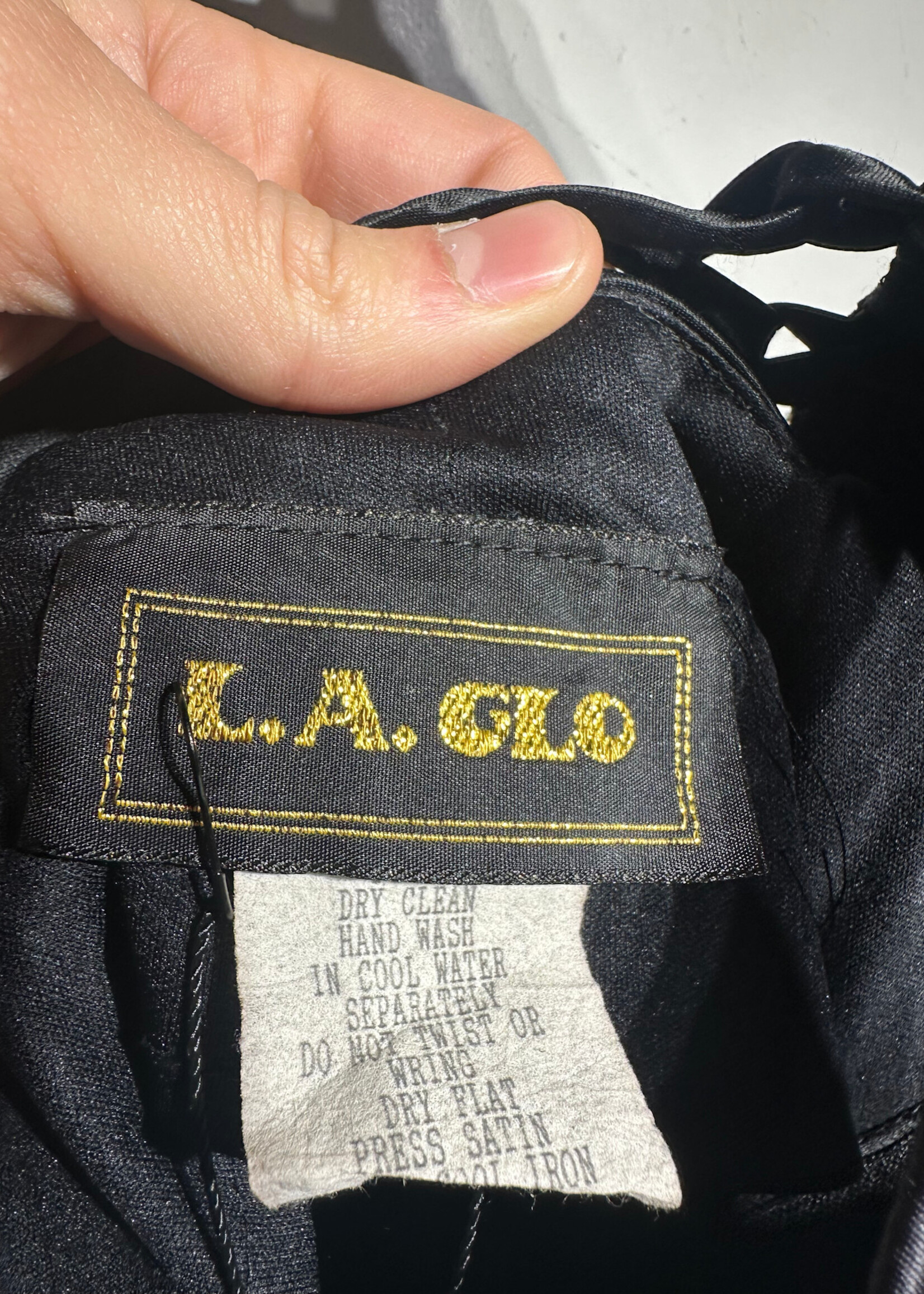 LA Glo Black Vintage Halter Dress S