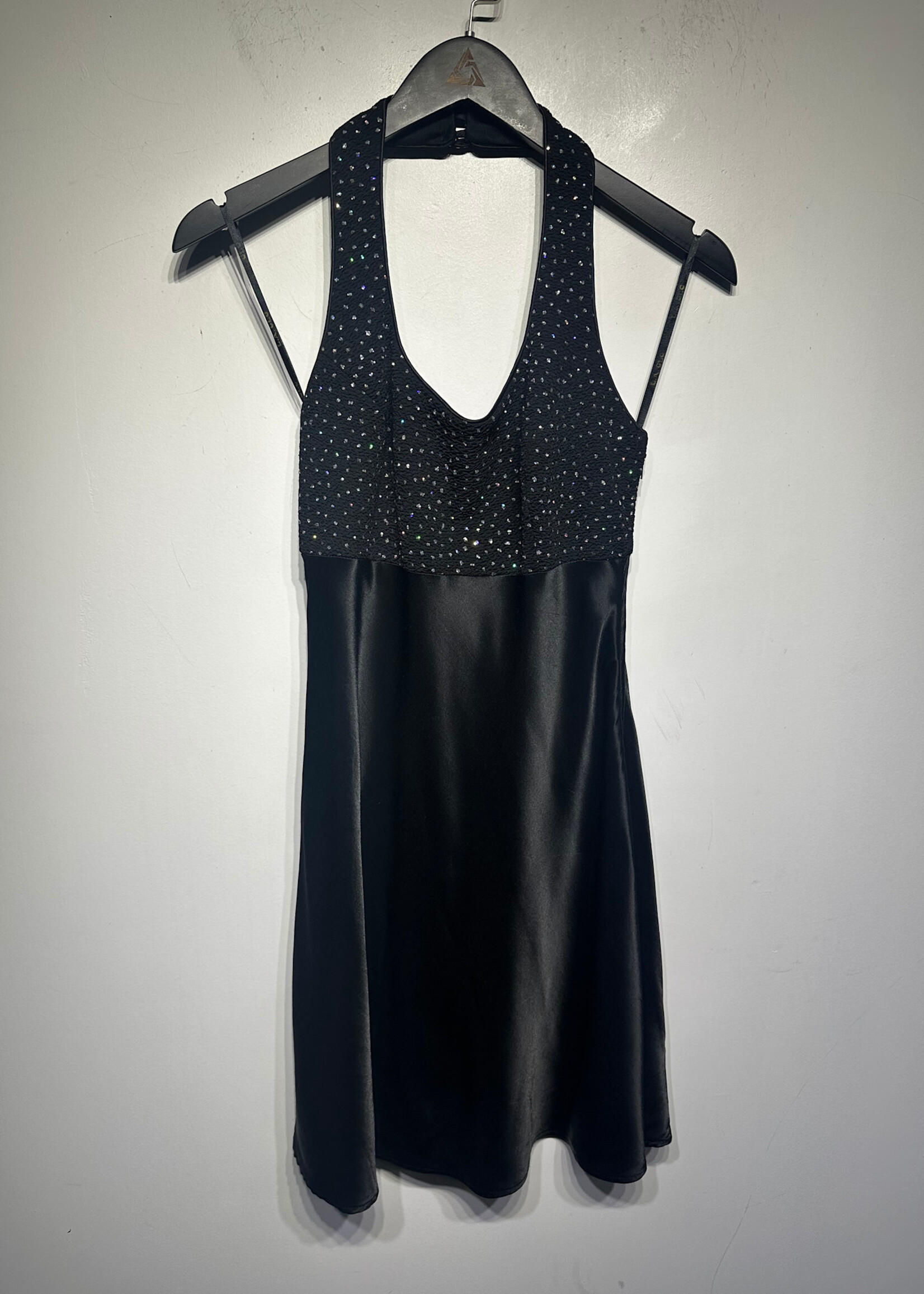 LA Glo Black Vintage Halter Dress S