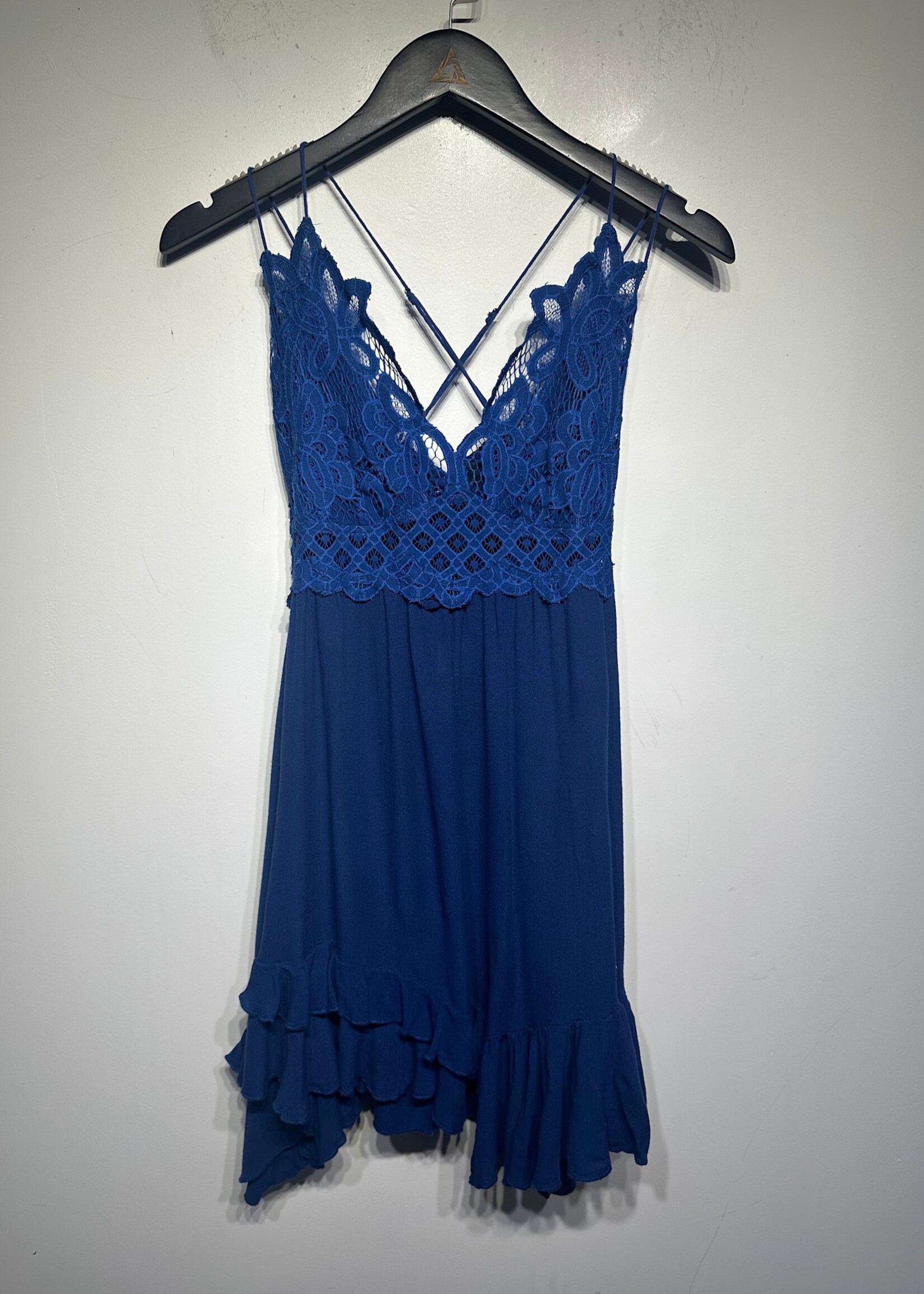 Free People Blue Flowy Mini Dress M