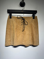 Bebe 2000s Tan Suede Lace Mini Skirt 26"